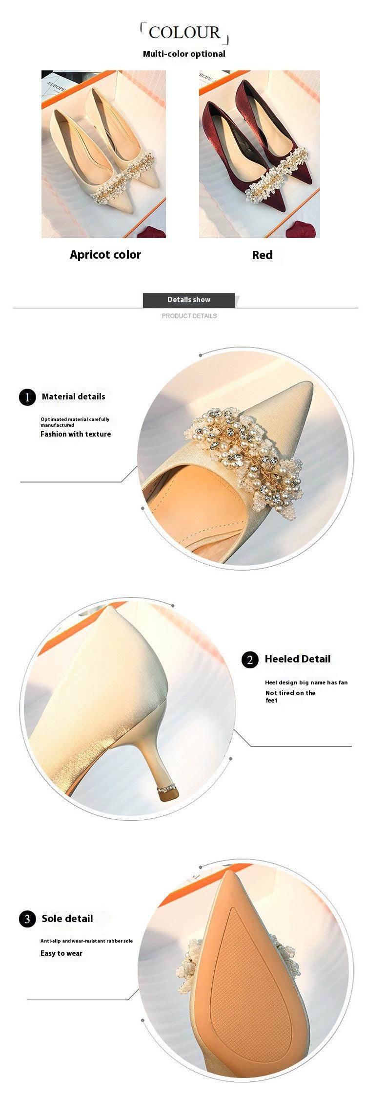 Elegant Pearl Satin Pointy Stiletto Heels for Women - Perfect for Evening Parties, Weddings & Special Occasions - 683923492274