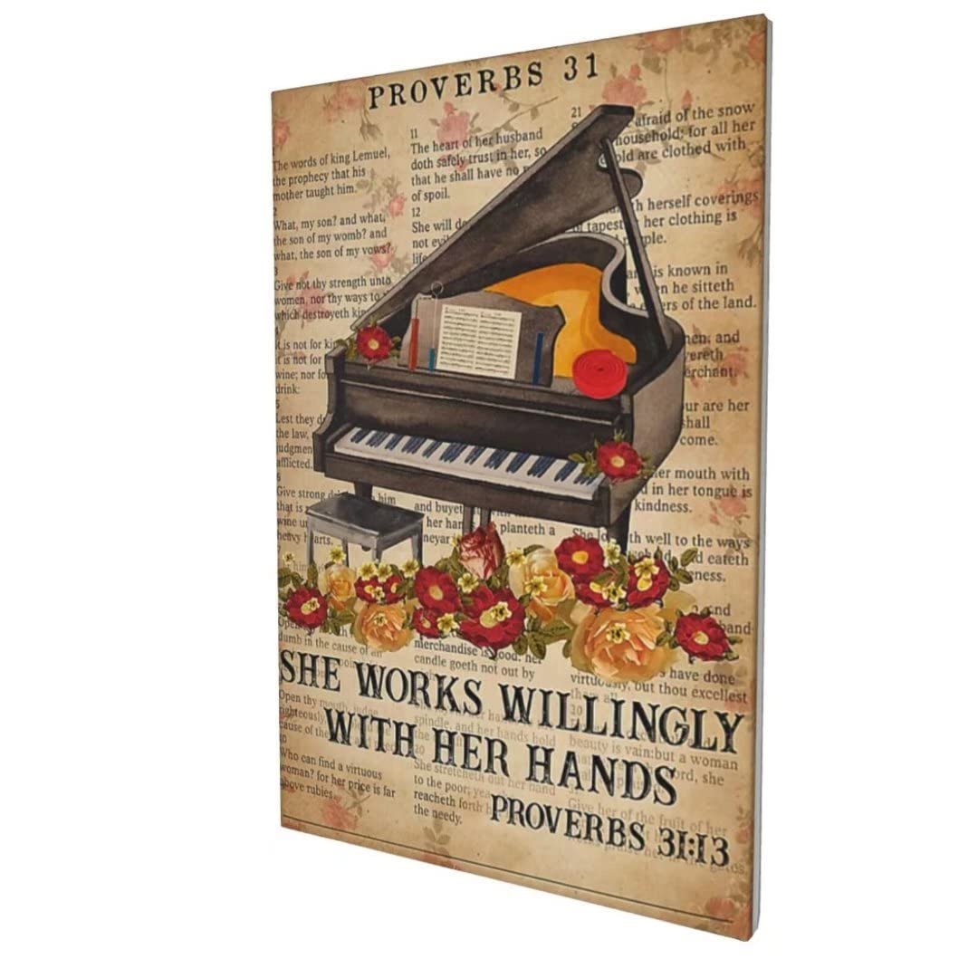 Jay Chou Piano Canvas Art - Inspirational Floral Music Poster for Office, Classroom, Bedroom & Garden Decor - 12x16 Inch Ready to Hang Wall Art - Perfect for Music Lovers & Home Decoration