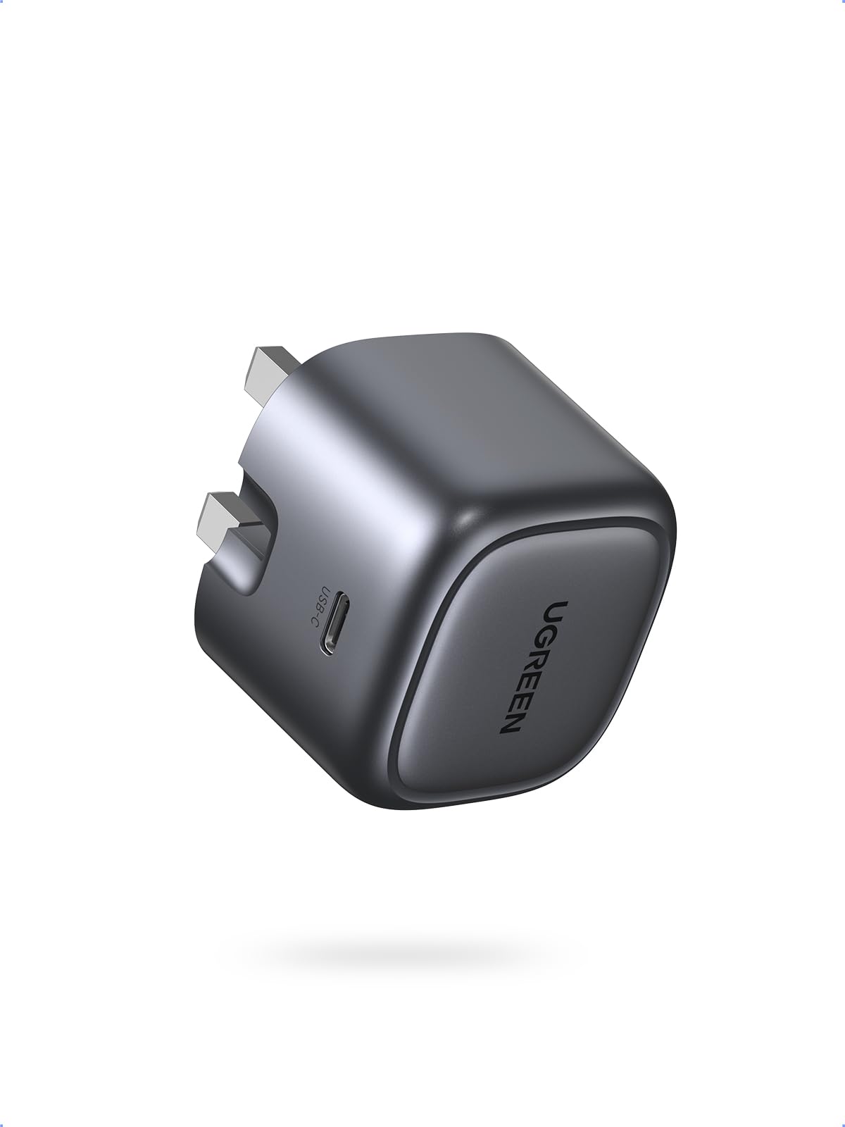 UGREEN Nexode 30W USB C GaN Fast Charger PD 3.0 - Foldable Compact Wall Charger for iPhone 16/15/14/13, iPad Air/Mini, Samsung Galaxy S24/S23, Google Pixel 9/8/7 - Silver Grey - Perfect for Travel, Home & Office Fast Charging