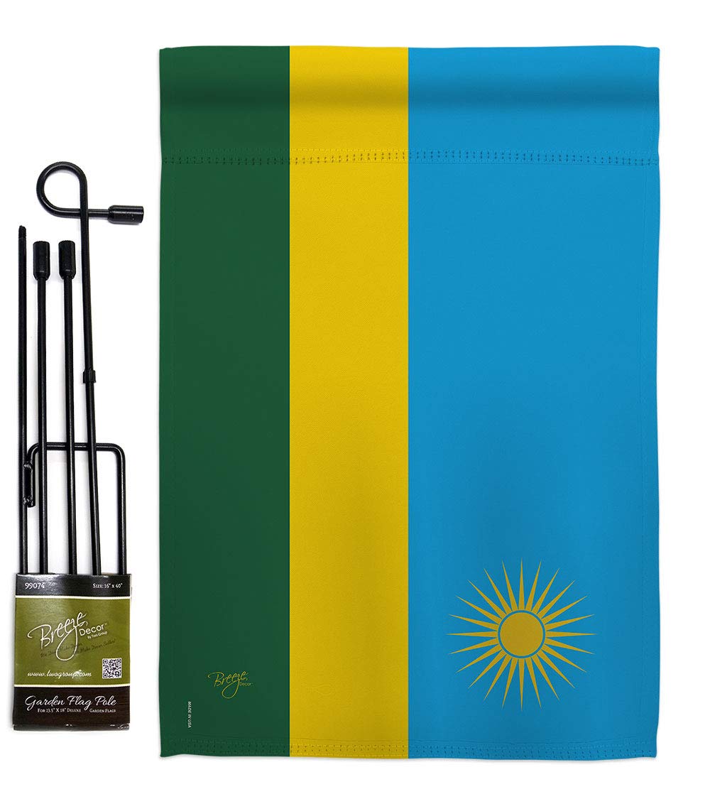 Rwanda Garden Flag Set with Stand - Double-Sided Yard Decor for Home & Gifts