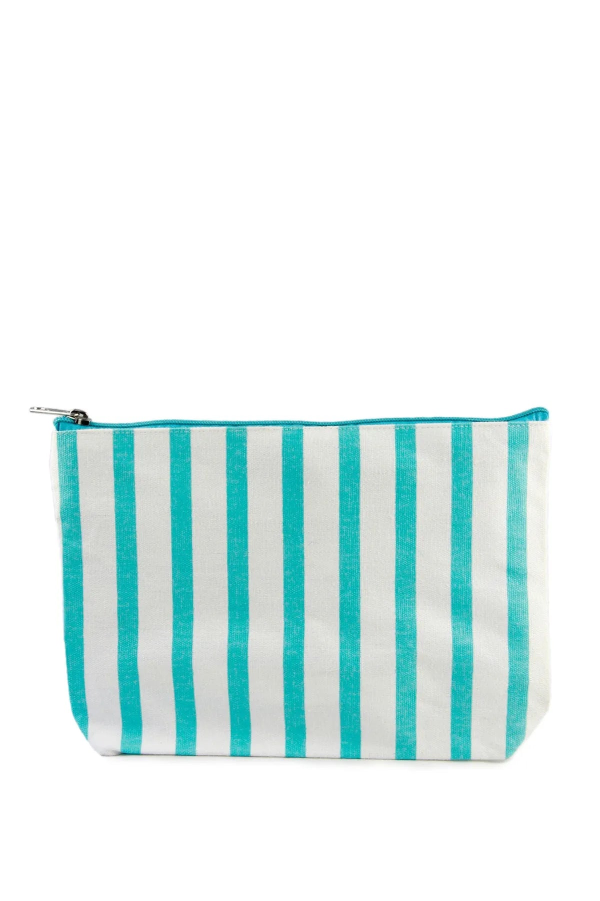 3-Pack Turquoise Striped Makeup Bags for Travel, Gym & Organizing Cosmetics | Waterproof & Durable Cosmetic Pouches