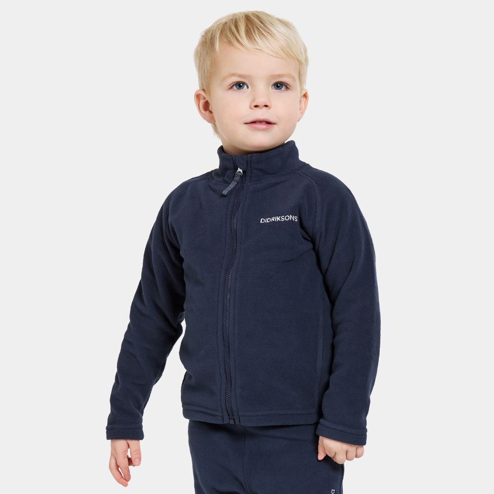 Didriksons Monte 10 Kids Fleece Jacket for Skiing - Warm & Water-Resistant Winter Outerwear for Boys & Girls - Navy Blue (Perfect for Snow Sports & Outdoor Adventures)