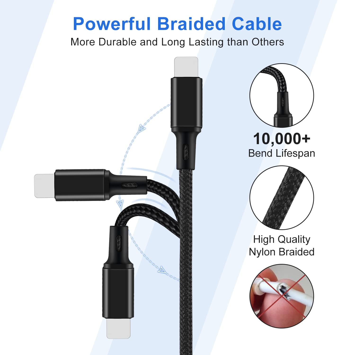4-in-1 Multi USB C Charger Cable - USB C to USB C + 2 Lightning + Micro USB Fast Charging Cable for iPhone 15/14/13, iPad, Samsung Galaxy S23/S22, Google Pixel - Perfect for Travel, Home & Office Charging Multiple Devices Simultaneously