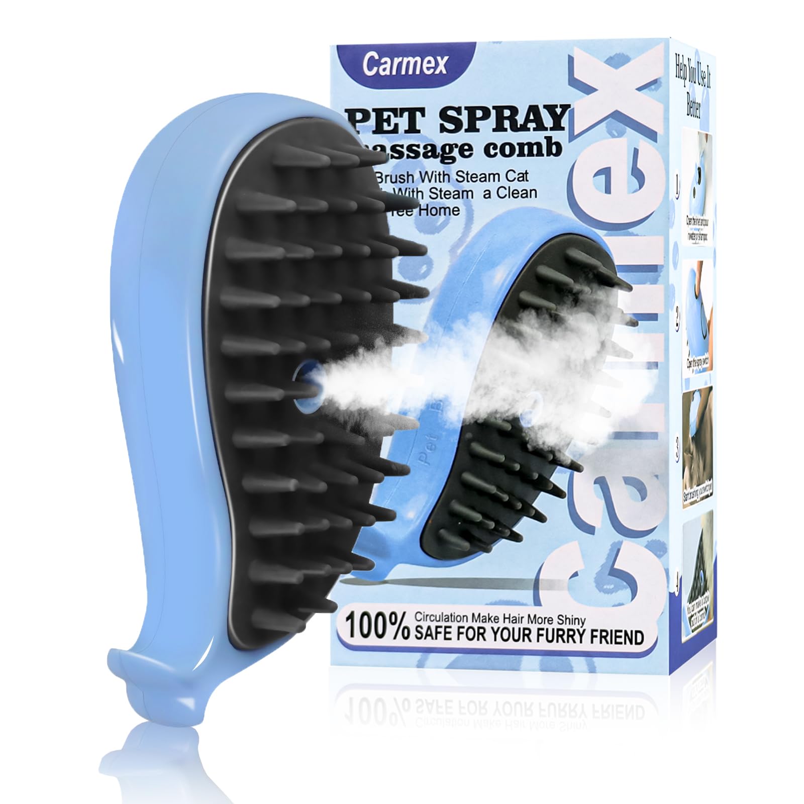 Rechargeable Cat Steam Brush - 3-in-1 Pet Grooming Tool for Shedding & Hair Removal - Perfect for Cats & Horses at Home