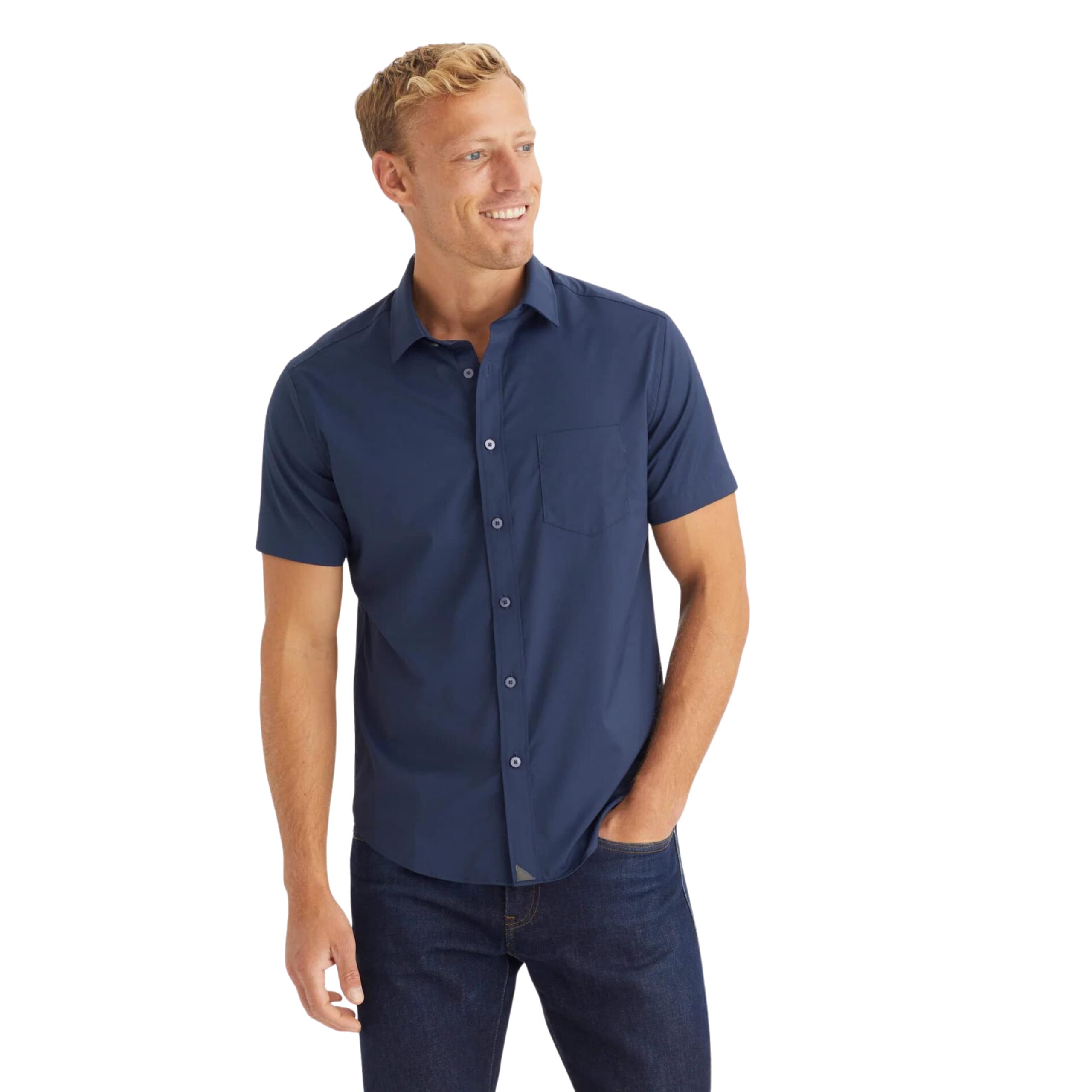 UNTUCKit Gironde Men's Short Sleeve Wrinkle-Free Casual Shirt | Comfortable Untucked Fit for Work, Travel & Everyday Wear
