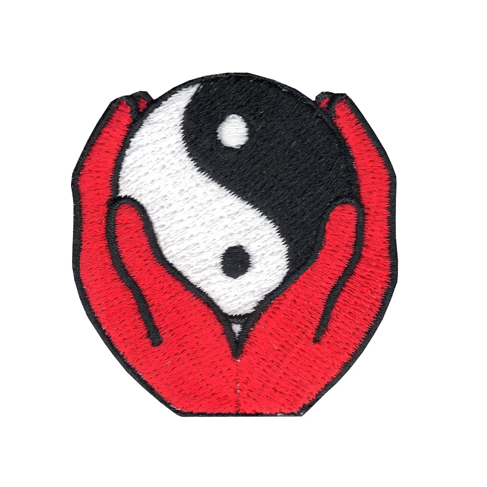 Yin Yang Hands Embroidered Iron On Patch for DIY Clothing, Jackets, Bags - Spiritual Symbol Design for Sewing & Craft Projects