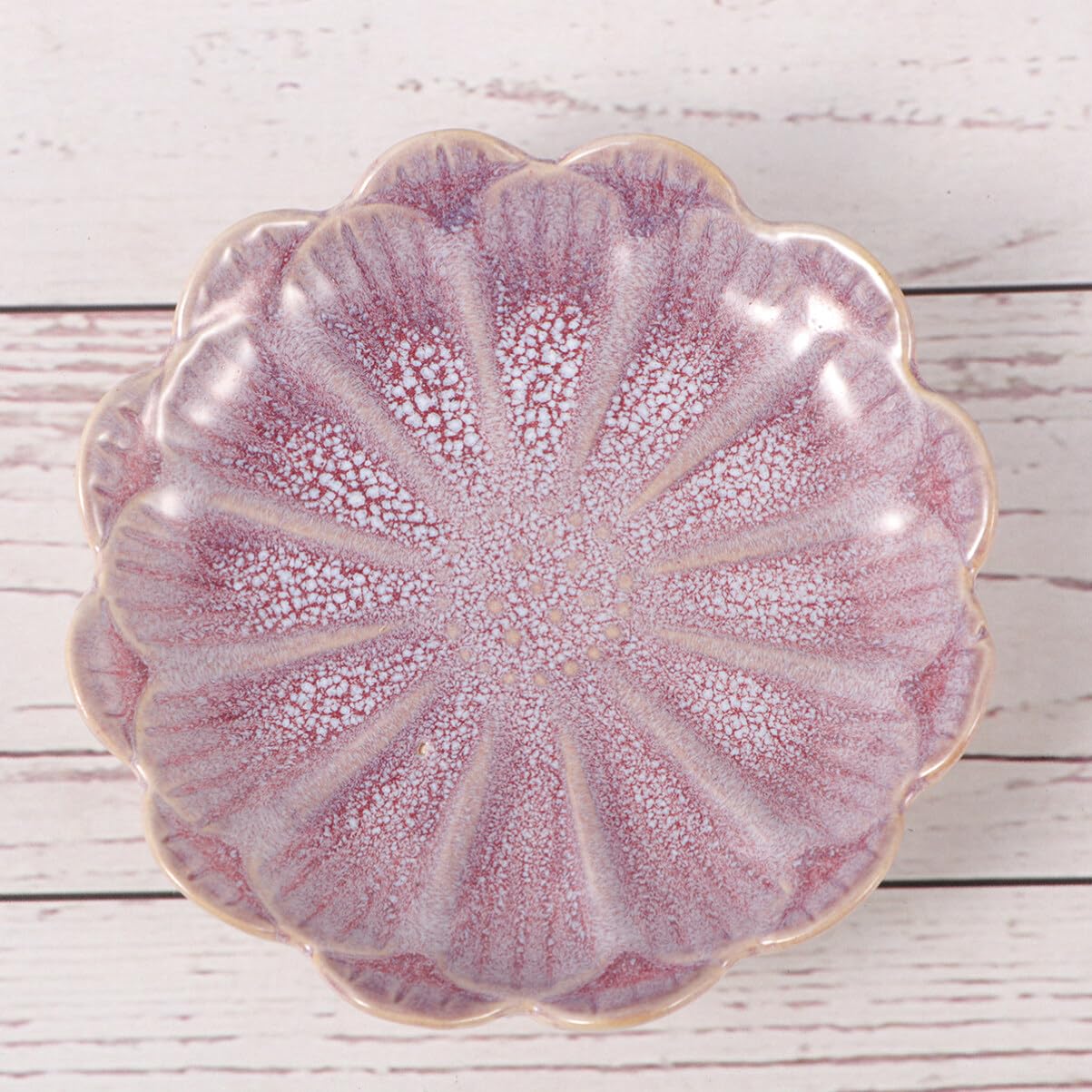 Amosfun 3pcs Ceramic Dipping Dishes - Flower Shaped Mini Sauce Plates for Sushi, Salad & Dessert