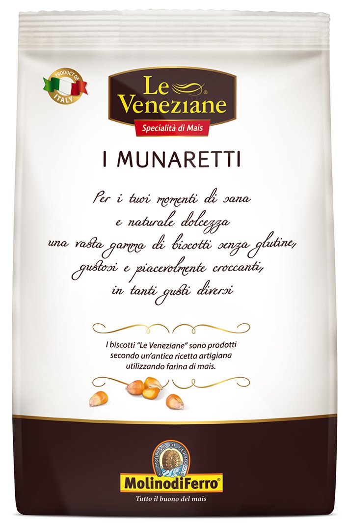 The Venetian Munaretti Biscuits Gluten Free 300g - Authentic Italian Almond Cookies, Vegan & Dairy-Free Snacks for Tea Time, Gifts & Dessert Platters