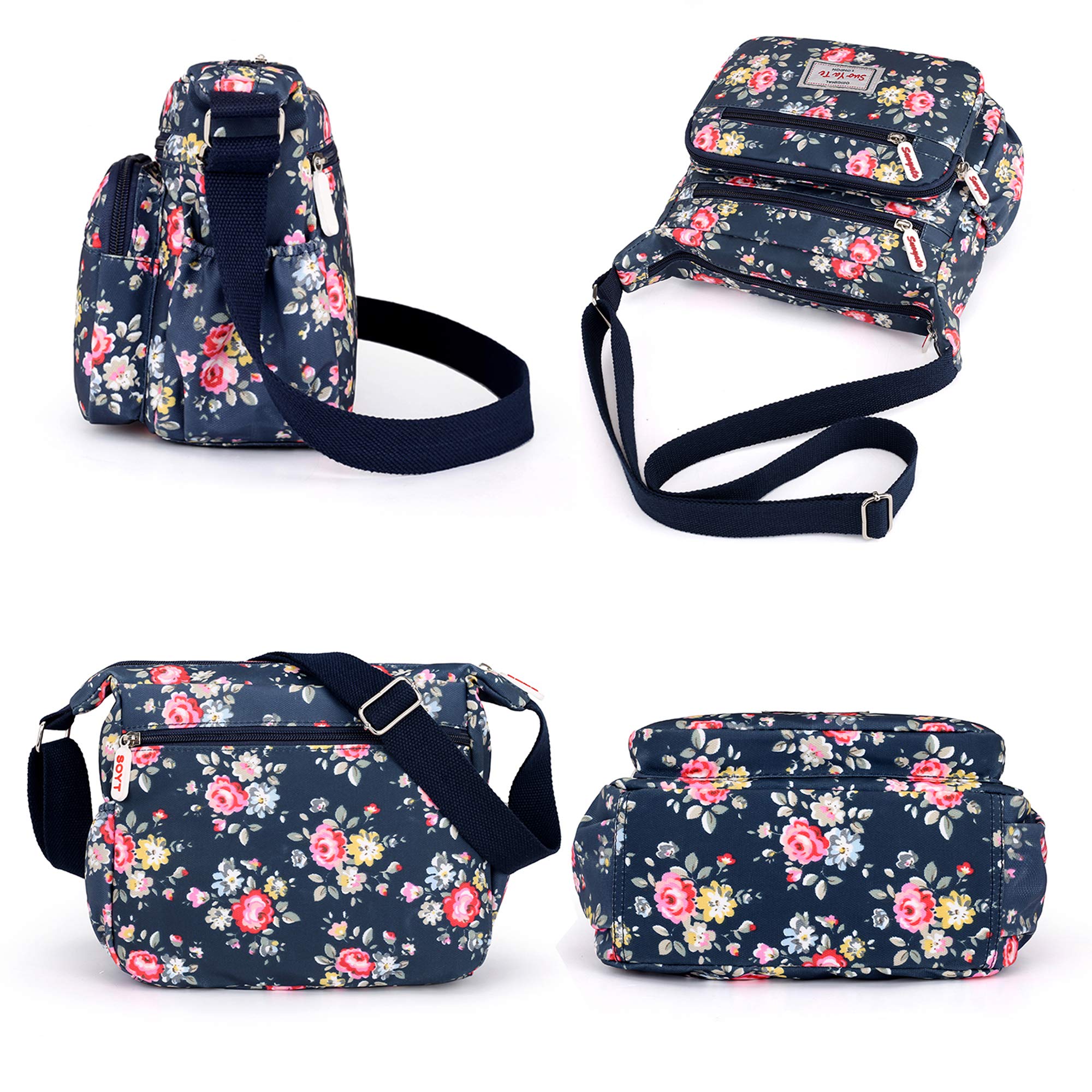 Women's Floral Nylon Crossbody Bag - Waterproof Adjustable Strap for Travel & Daily Use