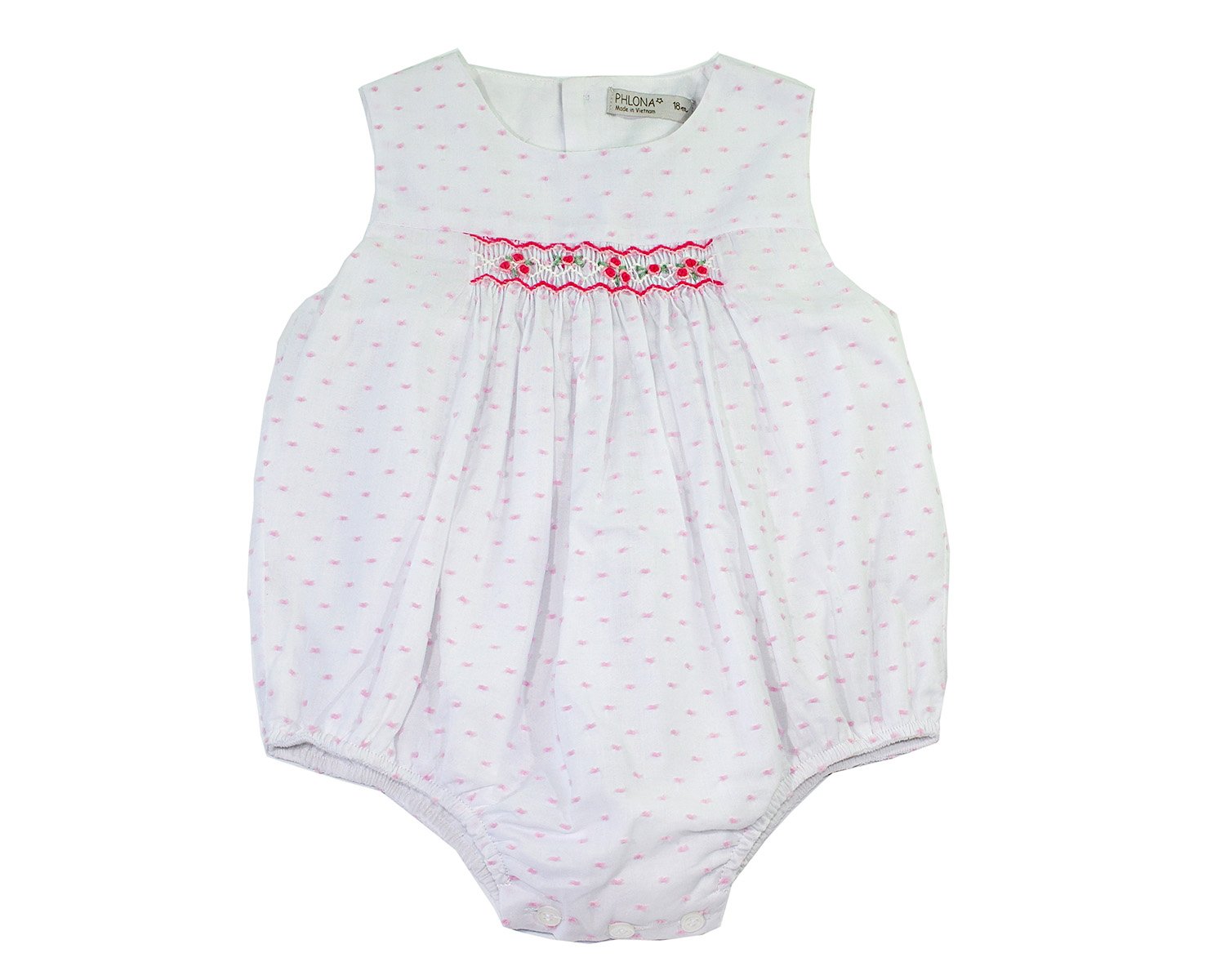 Adorable Baby Girls' Hand Smocked Cotton Bubble Romper - Bunny Print One-Piece Outfit for Newborns & Infants | Perfect for Easter, Photoshoots & Special Occasions