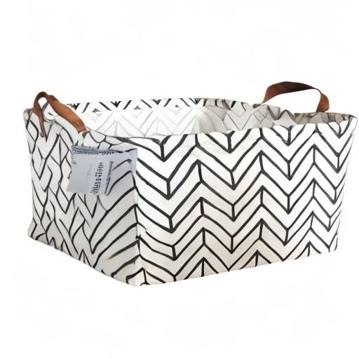 Waterproof Collapsible Rectangular Canvas Storage Bins with Handles - Foldable Toy Organizer Basket for Kids' Clothes, Books & Toys | Perfect for Nursery, Playroom & Closet Organization