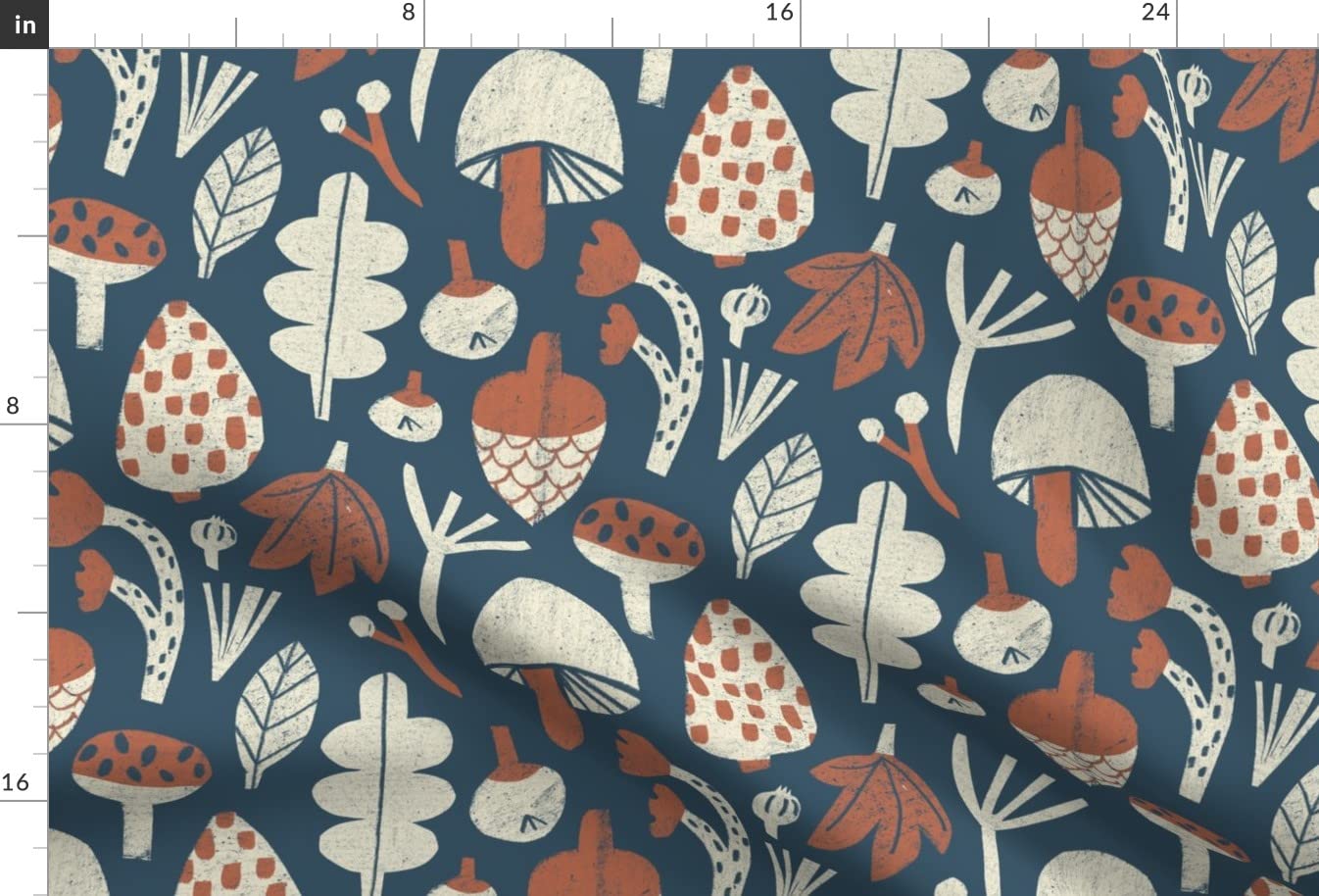 Twigs Mushrooms and Berries Printed Minky Fabric Fat Quarter - Soft Plush Fabric for Sewing Baby Blankets, Quilt Backing & DIY Projects - Perfect for Nursery Decor, Baby Gifts & Cozy Home Crafts