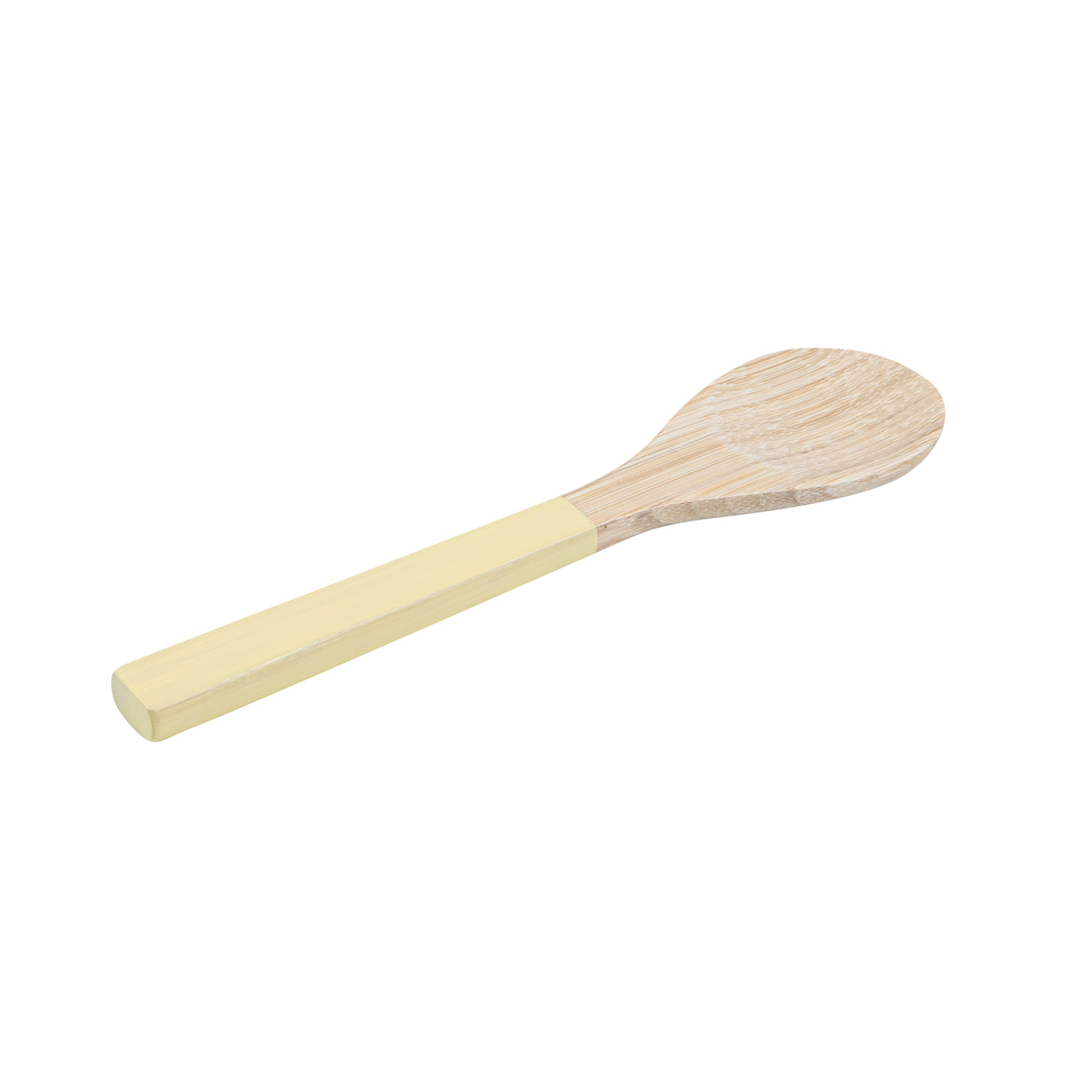 Bambuddha 25 oz Round Cream Spun Bamboo Serving Bowl with Spoon - 7.75