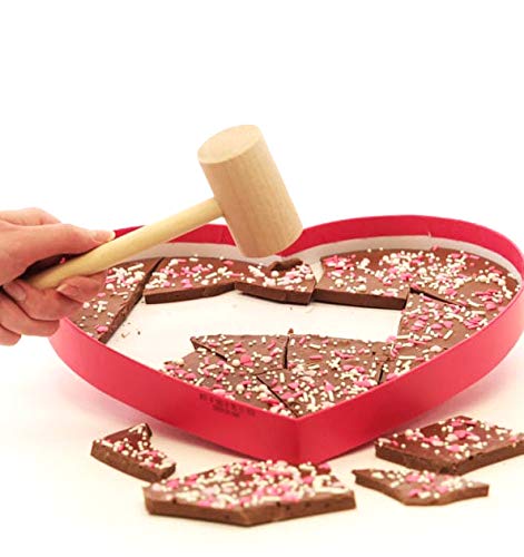 18-Piece Wooden Breakable Heart Hammers for Chocolate & Candy - Small Wooden Mallets for Baking, Party Favors, Valentine's Day Gifts & DIY Dessert Decorations