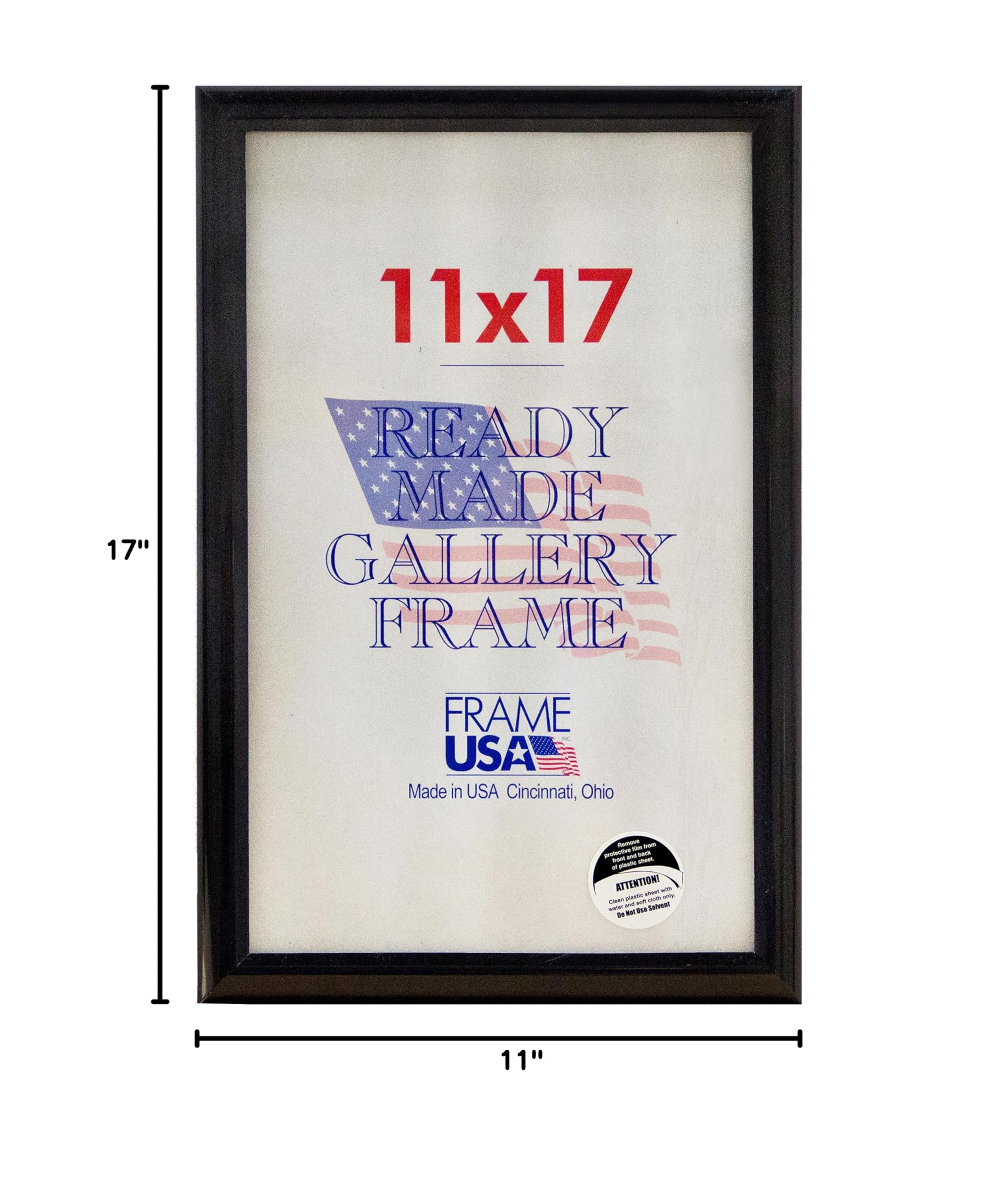11x17 Deluxe Polystyrene Plastic Poster Frames (Black) - Made in USA - Lightweight & Shatterproof for Home, Office, Classroom & Gallery Displays