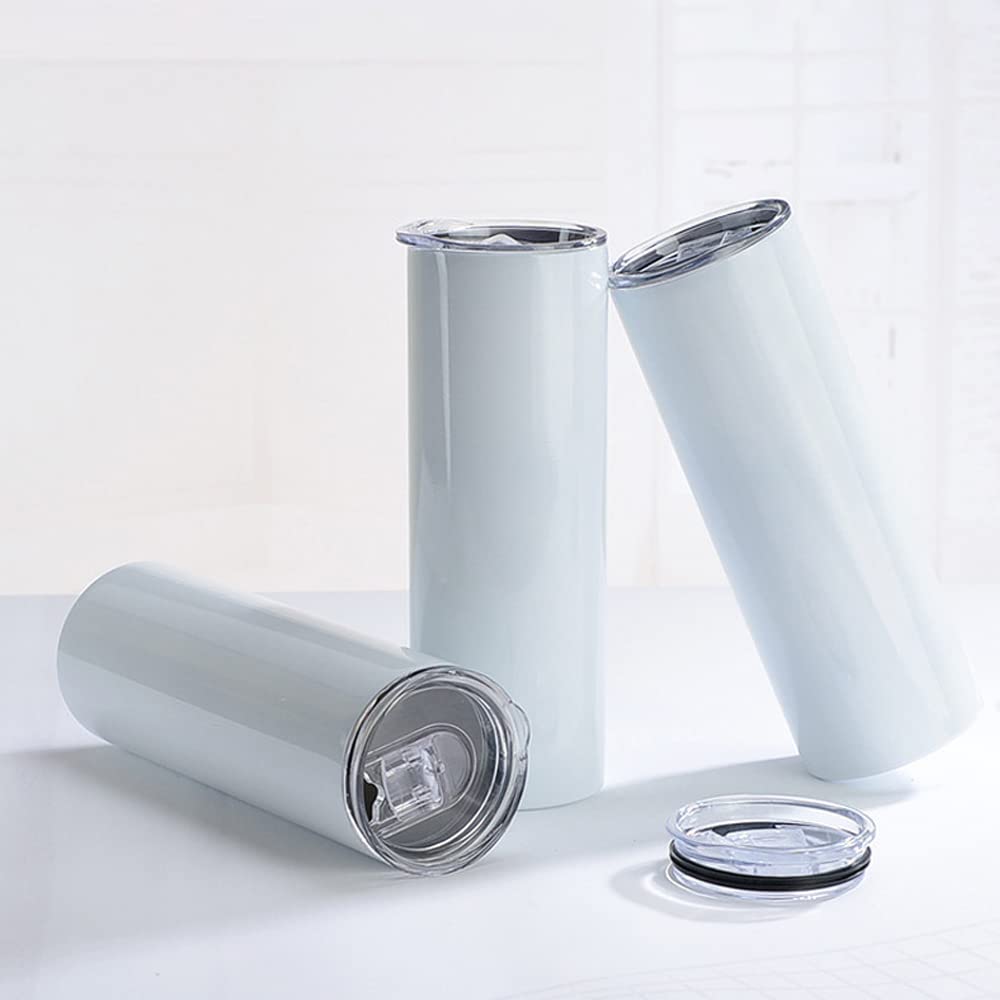 20 oz Skinny Straight Sublimation Tumblers - 25 Pack Stainless Steel Double Wall Vacuum Insulated Blanks for Custom Designs - Perfect for Personalized Gifts, Promotional Items & Drinkware Business