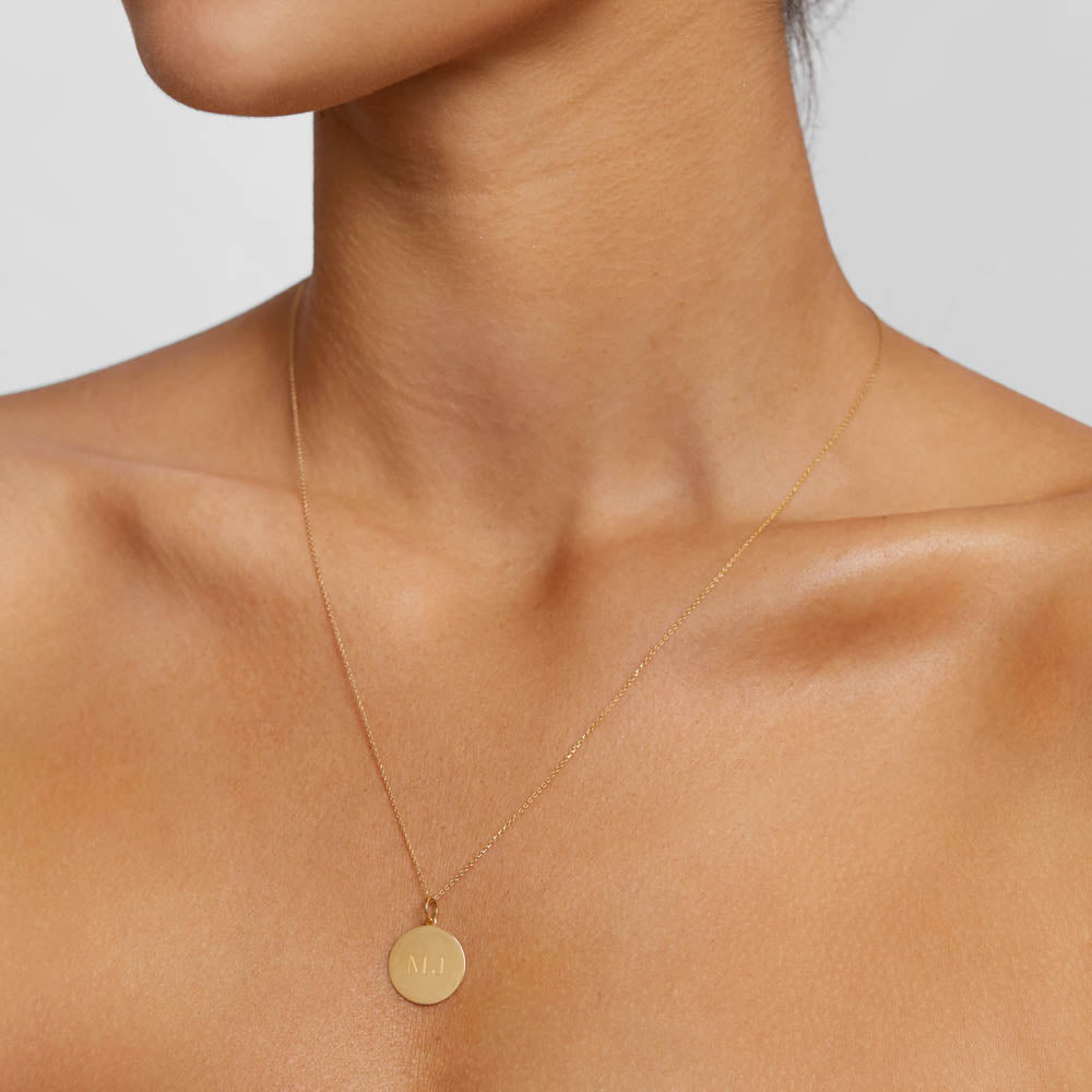 10k Gold Engravable Disc Necklace - Personalized Nameplate Pendant for Women - Perfect for Gifts, Anniversaries & Everyday Elegance