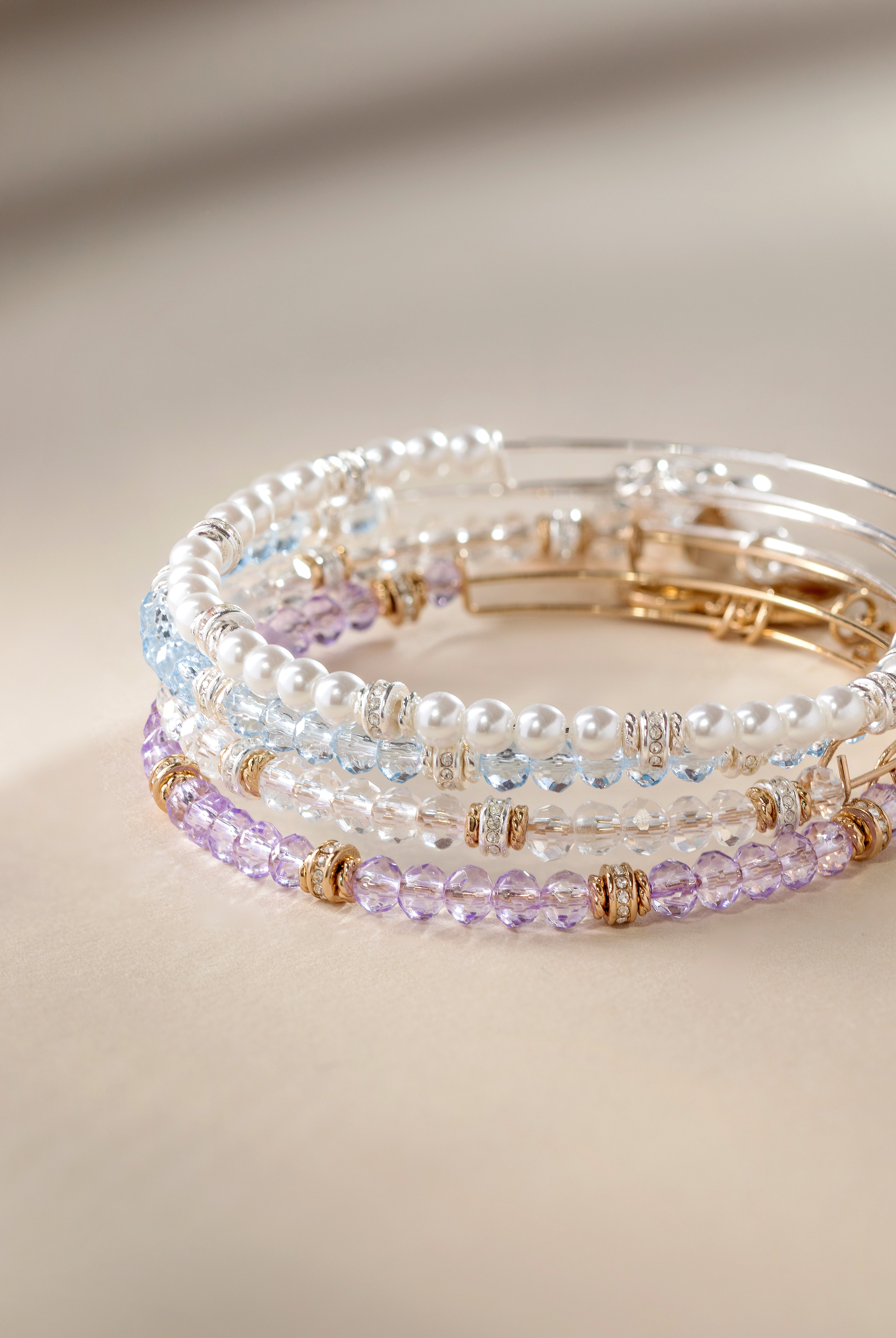 Blue Crystal Beaded Bangle Bracelet for Women - Elegant Handmade Jewelry Gift for Birthday, Wedding & Party Accessories