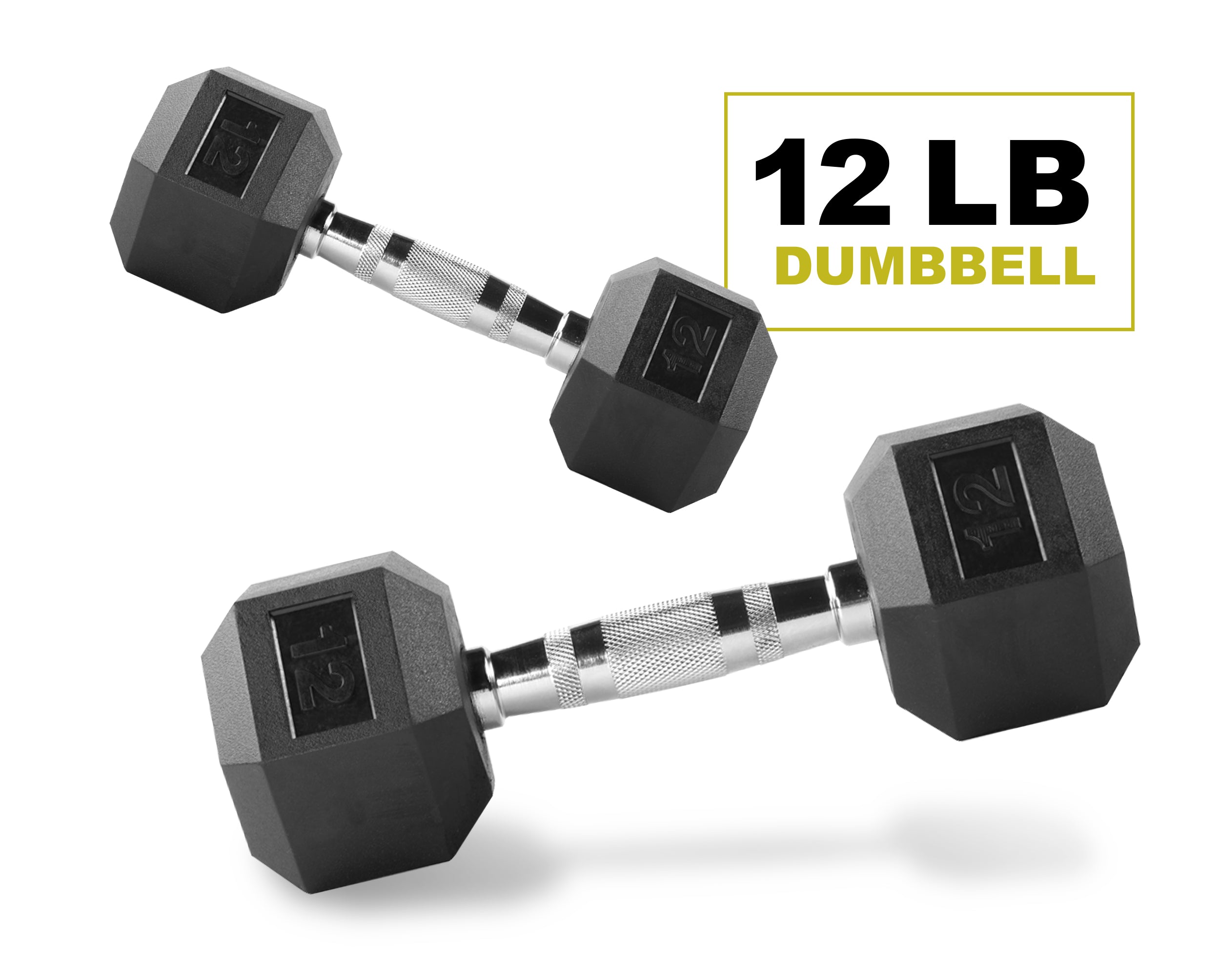 PRCTZ Rubber Encased Hex Dumbbell Set (Pair) - 5 to 40 lbs Weight Options for Home Gym, Strength Training & CrossFit Workouts | Non-Slip Grip & Durable Rubber Coating