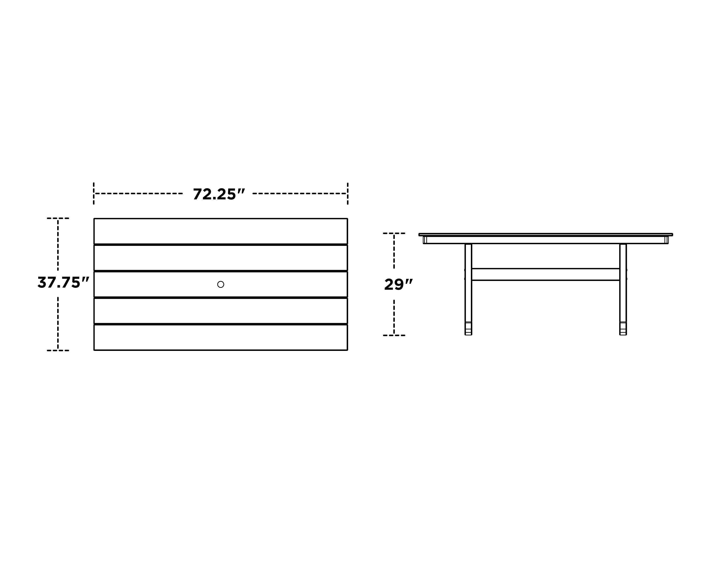 Polywood Farmhouse Trestle Dining Table 37 x 72 Inches - Weatherproof Outdoor & Indoor Use for Patio, Garden, or Dining Room