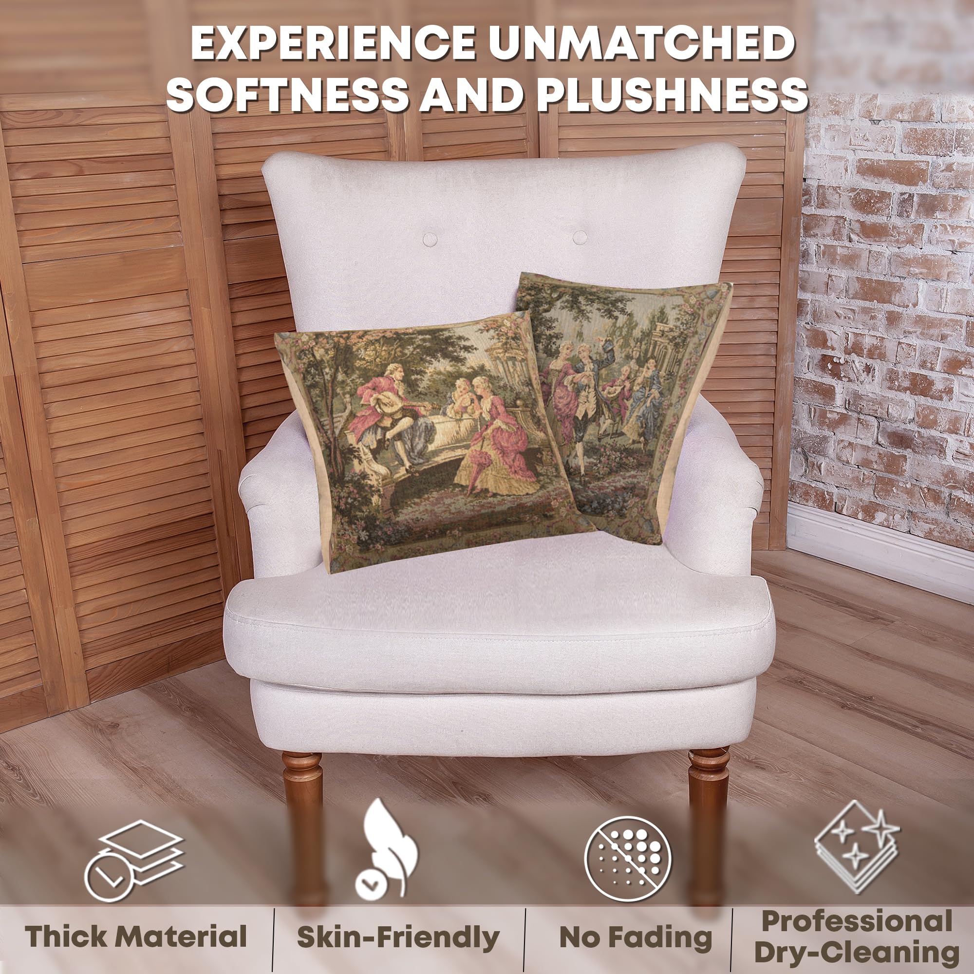 Charlotte Home Furnishings 18x18 Inch Decorative Pillow Covers - Soft Cotton Jacquard Woven Tapestry Throw Pillows for Couch, Living Room, Bedroom & Garden Decor - Perfect for Belgian Sofa, Party & Cozy Home Accents
