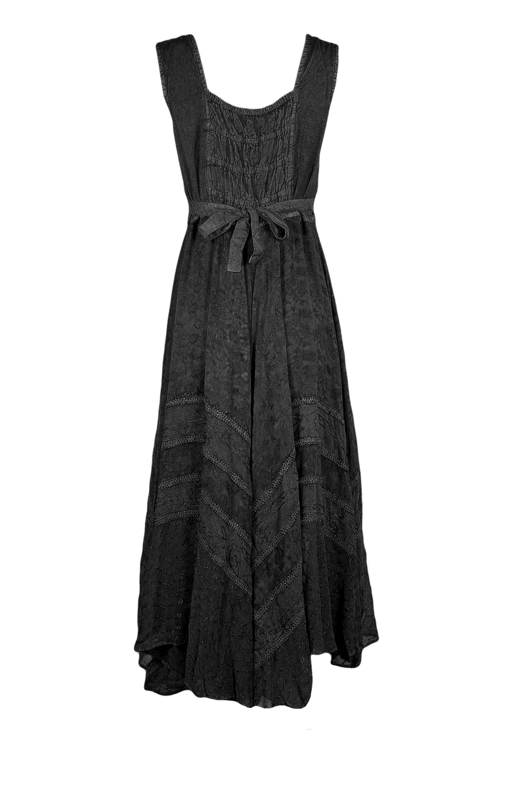 Agan Traders Women's Gothic Corset Maxi Dress - Sleeveless Embroidered Smocked Summer Dress with Twirl Skirt | Perfect for Spring/Summer Weddings, Parties & Gothic Fashion