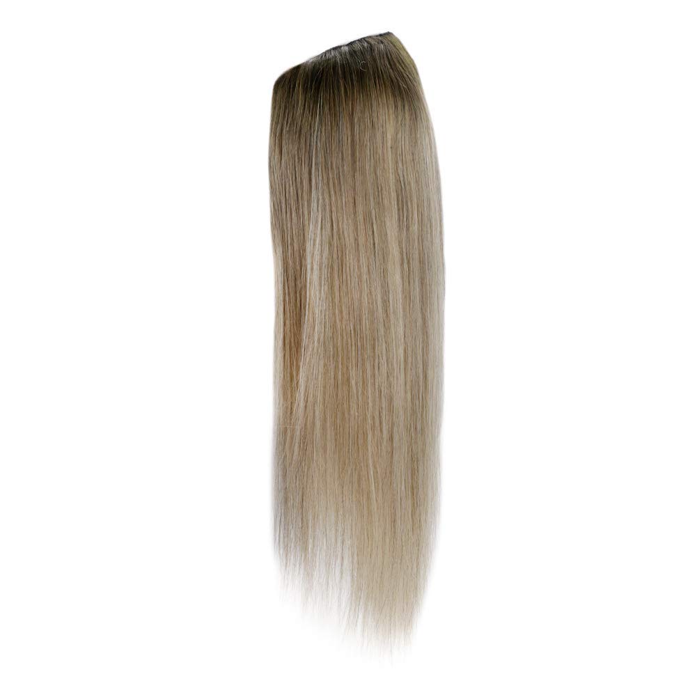 Full Shine U Part Human Hair Wigs - 20Inch Ombre Balayage Brown Blonde Remy Hair Half Wig with Clip Ins (150g) - Perfect for Daily Wear, Parties & Special Occasions