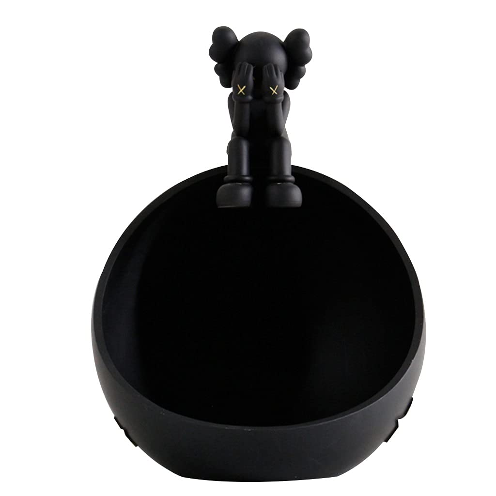 Black Key Holder Bowl - Organize Keys, Wallet, Remote & Candy on Tabletop | Stylish Storage Tray for Home Entryway, Office Desk & Halloween Decor