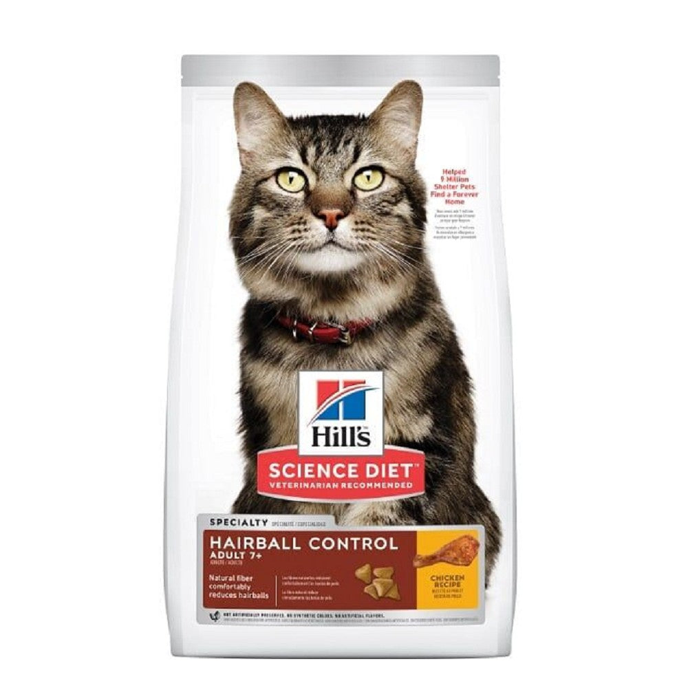 Science Diet Hairball Control Chicken Recipe Dry Cat Food for Adult Cats 7+ Years - Helps Reduce Hairballs & Supports Digestive Health - Perfect for Indoor Cats & Long-Haired Breeds