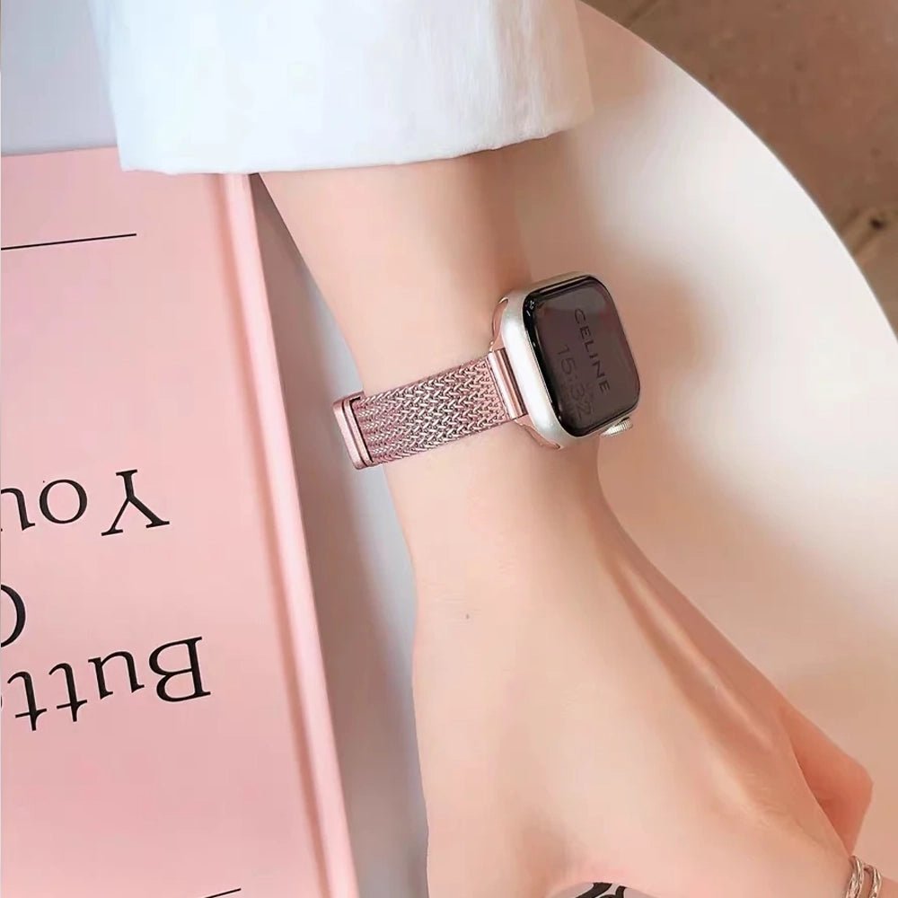 Slim Stainless Steel Apple Watch Band for Women - Elegant & Durable Replacement Strap - Perfect for Workouts, Office & Everyday Wear