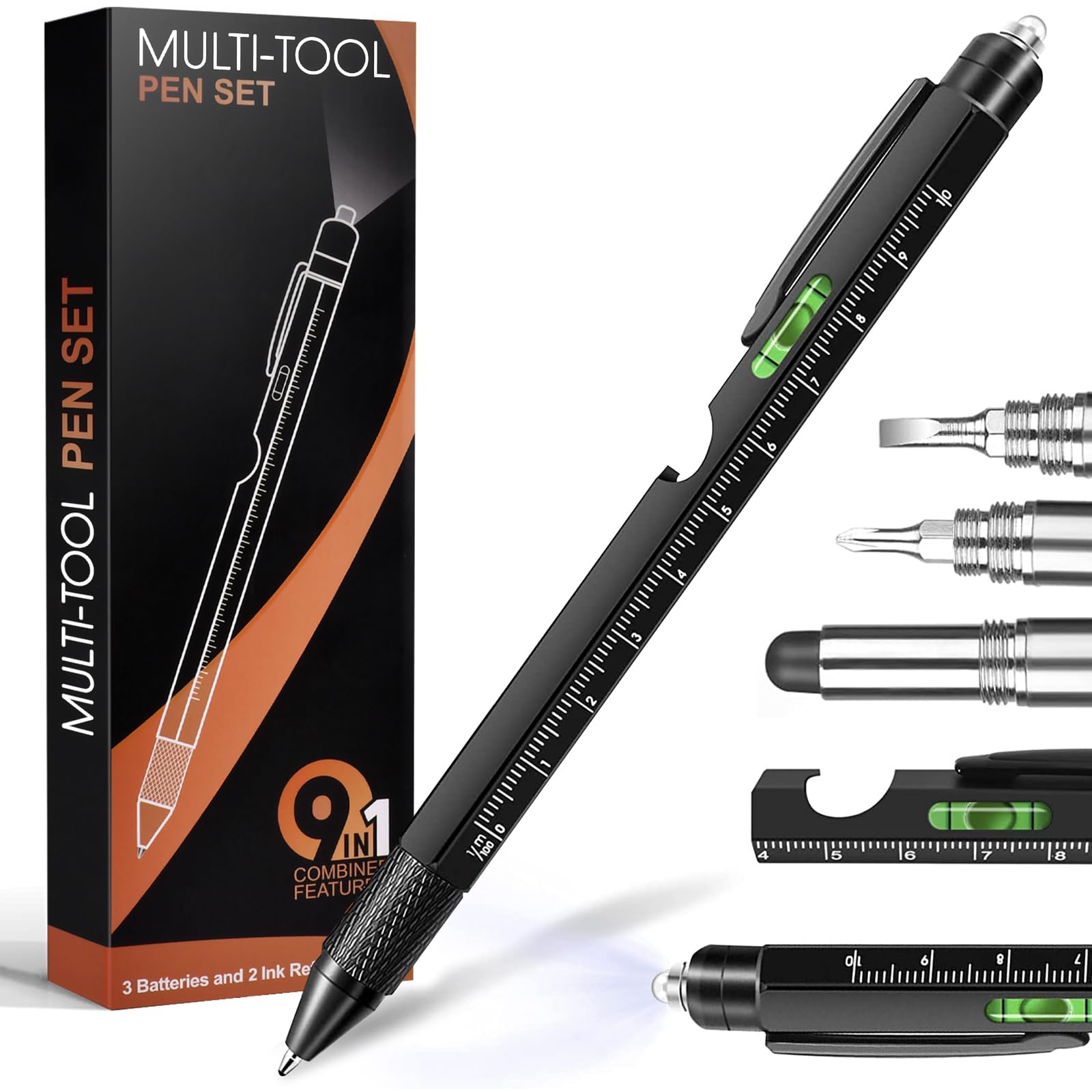 9-in-1 Multitool Pen for Men - Perfect Father's Day, Birthday & Christmas Gift from Daughter/Son - Practical Gadgets for Dad, Boyfriend & Him - Great for Camping, Office & Everyday Carry (EDC)