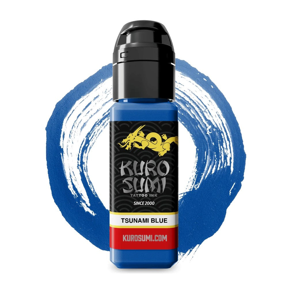 Kuro Sumi Tsunami Blue Tattoo Ink - Professional Tattoo Artist Supplies for Vibrant & Long-Lasting Body Art - Perfect for Sleeves, Cover-Ups & Custom Designs