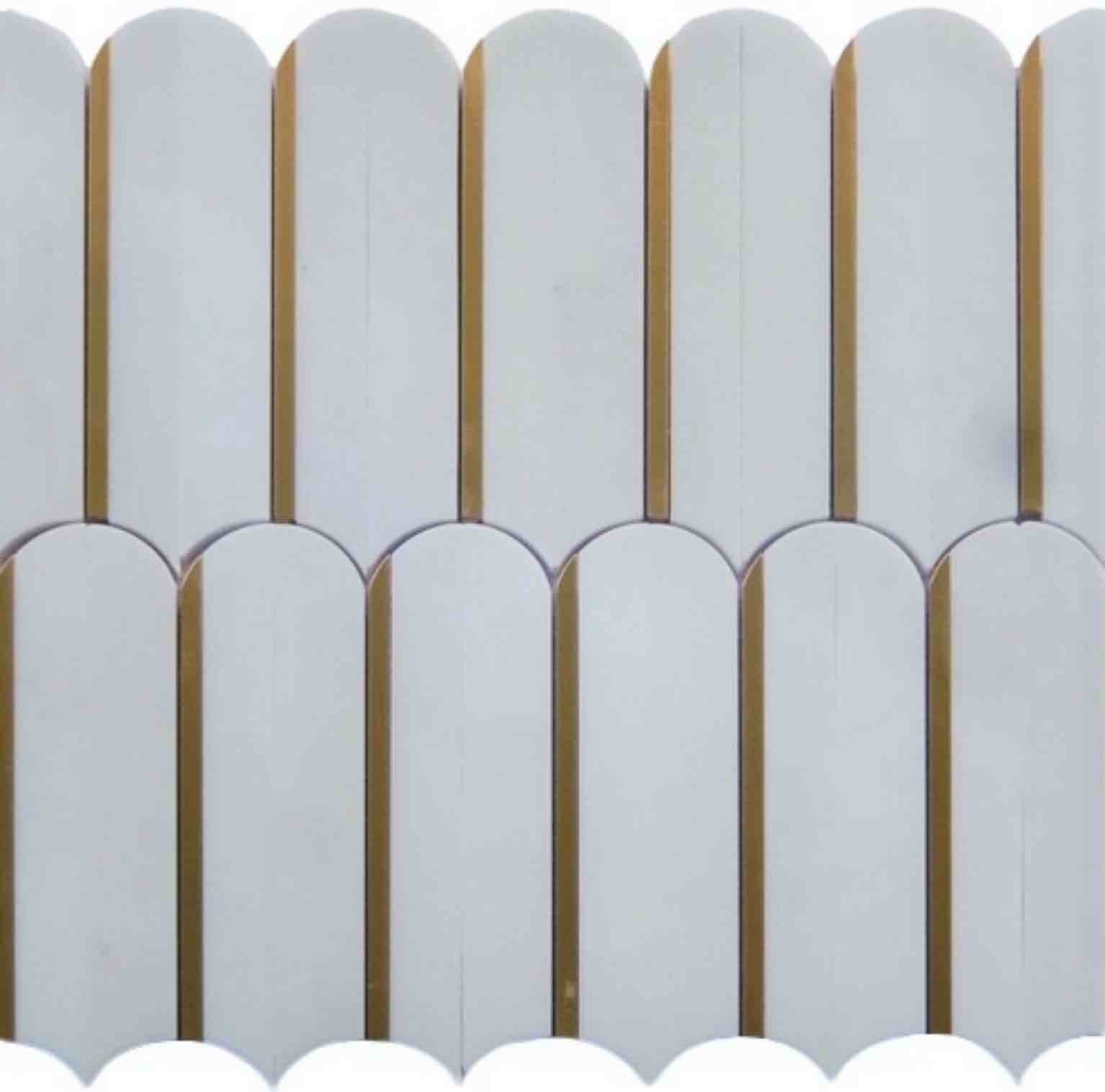 Premium Inlay Brass Gold Marble Mosaic Tile - Florence Style for Bathroom Backsplash & Kitchen Wall Decor
