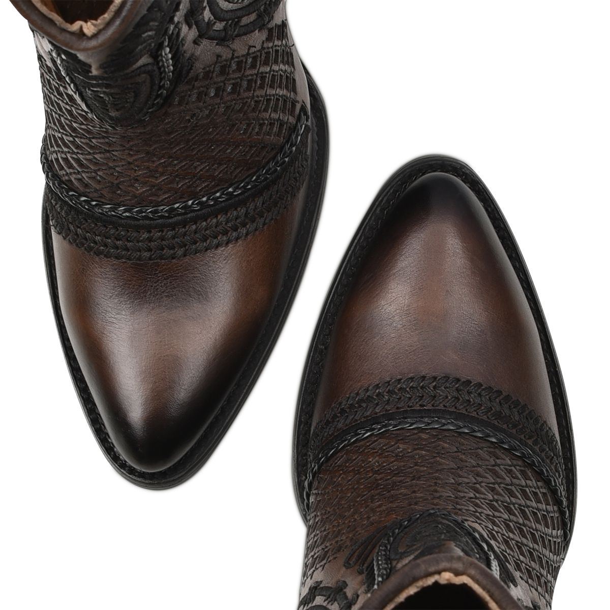 **3F91RS Women's Western Cowgirl Ankle Boots - Genuine Cowhide Leather & Maple Design - Perfect for Rodeo, Country Dancing & Casual Wear**