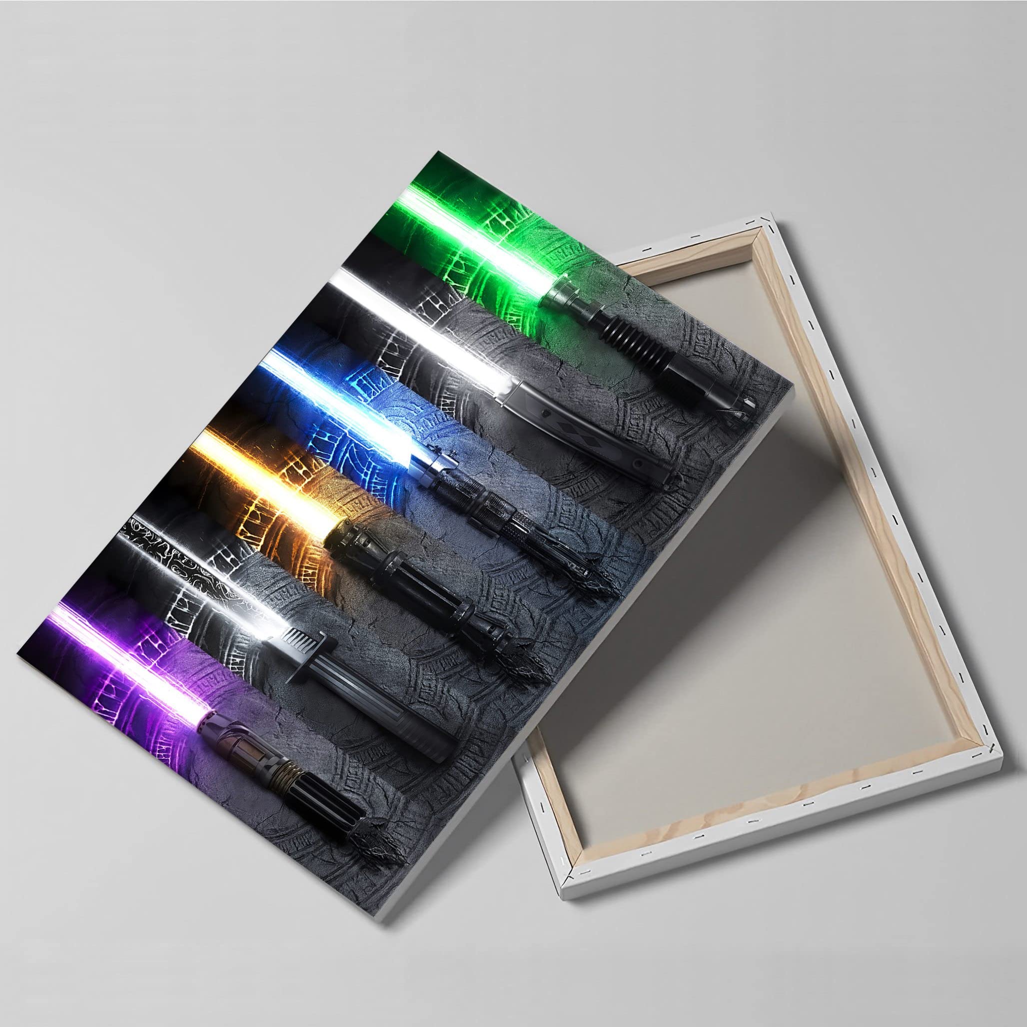 Star Wars Lightsaber Posters - Waterproof Canvas Wall Art for Living Room, Bedroom & Bathroom Decor - 24x36 Inches Framed Print - Perfect for Movie Fans & Sci-Fi Enthusiasts