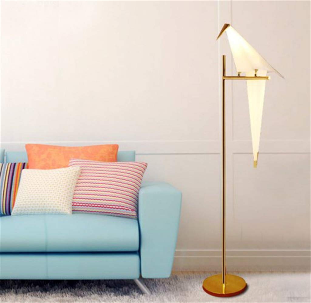 72 Inch Modern LED Paper Crane Bird Floor Lamp with PVC Lampshade & Metal Base - Elegant Lighting for Bedroom, Living Room, Dining Room, Study or Loft Decor (One Bird Design) - Perfect for Creating a Cozy Ambiance and Artistic Focal Point