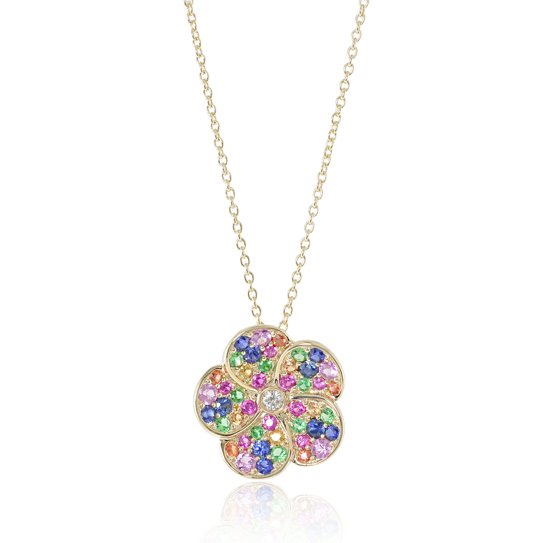 Exquisite Multi-Color Sapphire Flower Pendant Necklace for Women | Elegant Jewelry Gift for Birthday, Anniversary & Valentine's Day | Perfect for Weddings, Parties & Special Occasions