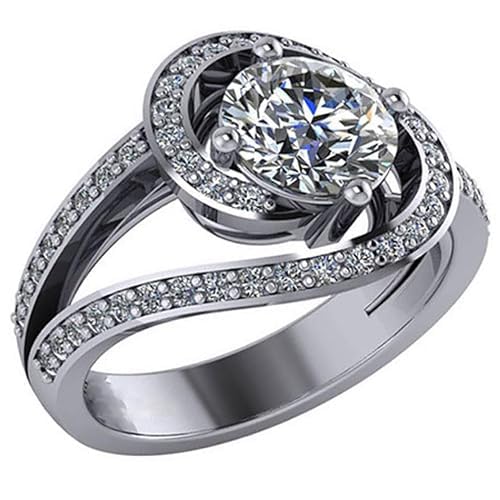 1.50 TCW Round Cut Moissanite Wedding Ring for Women - Handmade Diamond Jewelry Engagement & Anniversary Ring | Bypass Swirl Bridal Band | Perfect for Proposals, Weddings & Special Occasions (Size 7)
