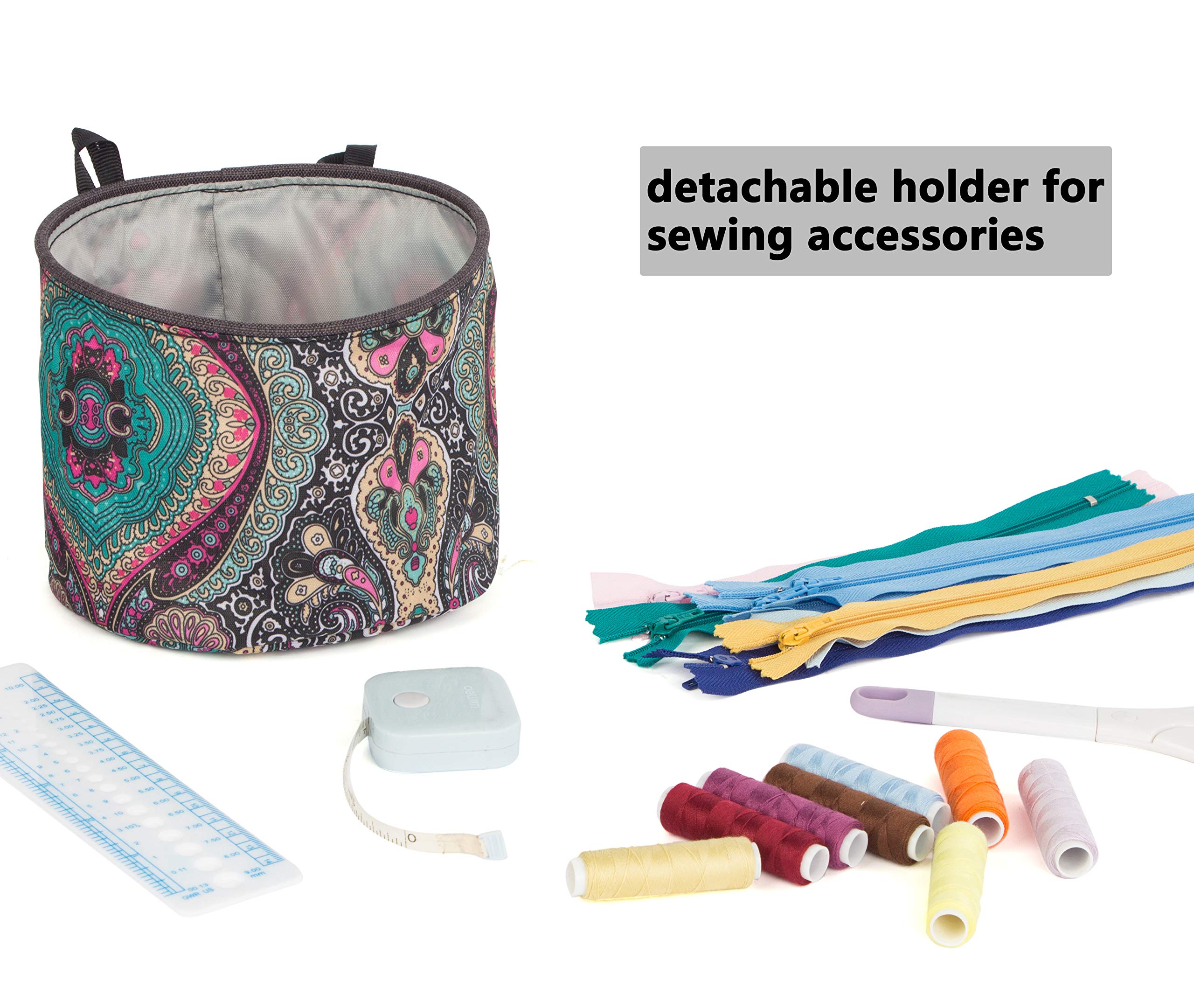 PACMAXI Sewing Machine Pad for Table with Pockets - Sewing Machine Accessories Organizer Mat in Paisley Blue - Perfect for Quilting, Crafting & Sewing Projects