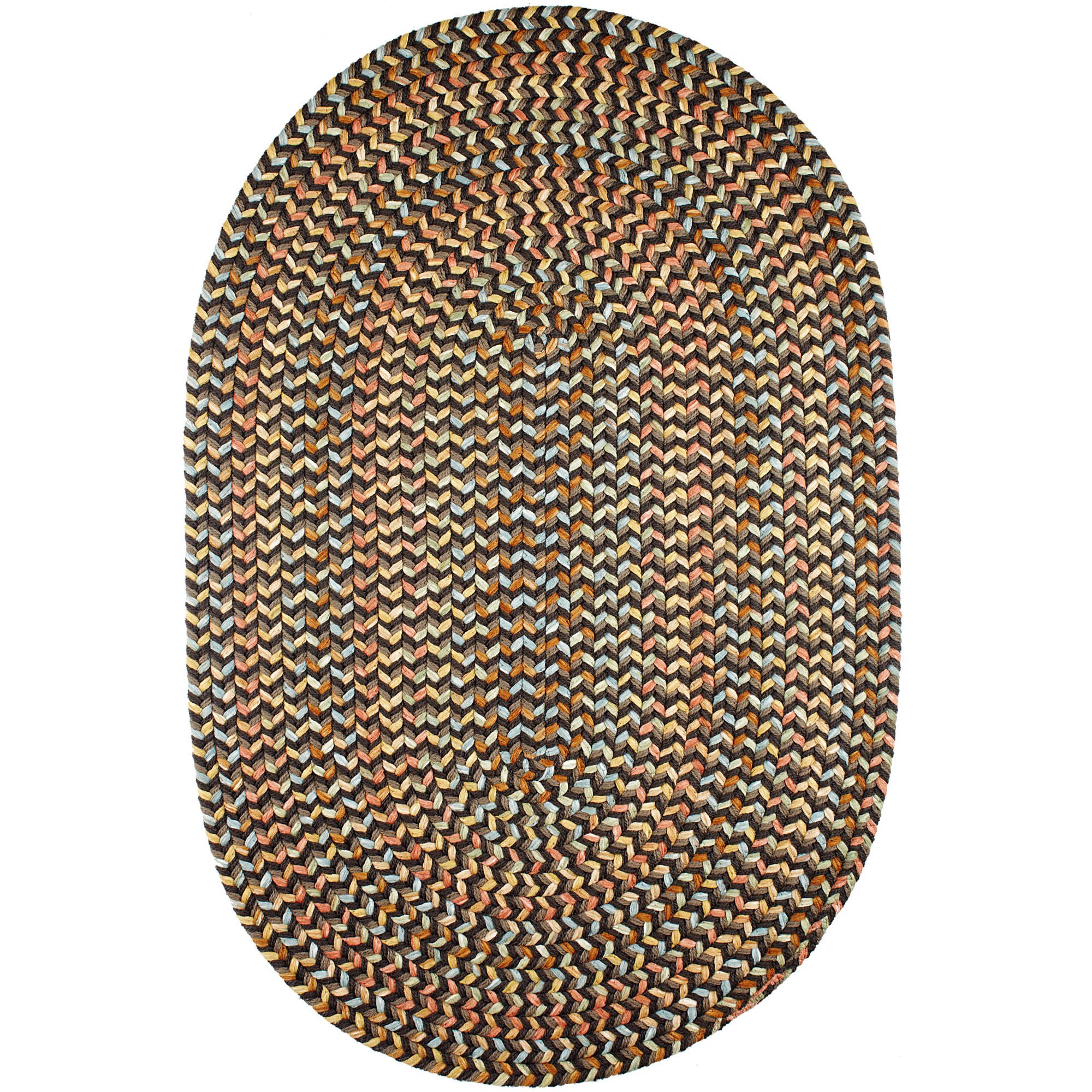 Super Soft Confetti Braided Traditional Area Rug - Brown Velvet 5' x 8' Oval - Perfect for Living Room, Bedroom & Home Decor