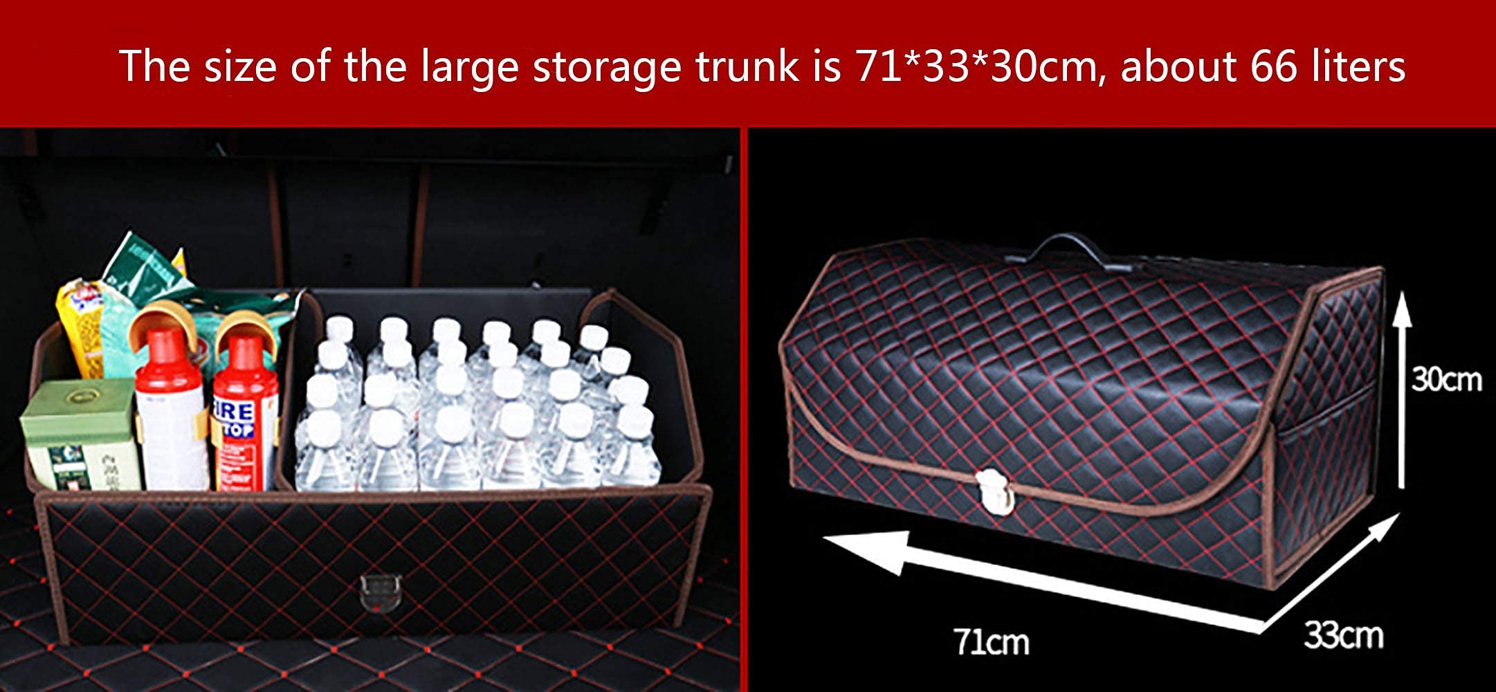Premium SUV Trunk Organizer - Extra Large Collapsible Car Storage Box with Metal Buckle Lid | Adjustable Vehicle Organizer for Travel, Camping & Road Trips | Durable Leather Trunk Organizer for SUVs, Sedans & Minivans