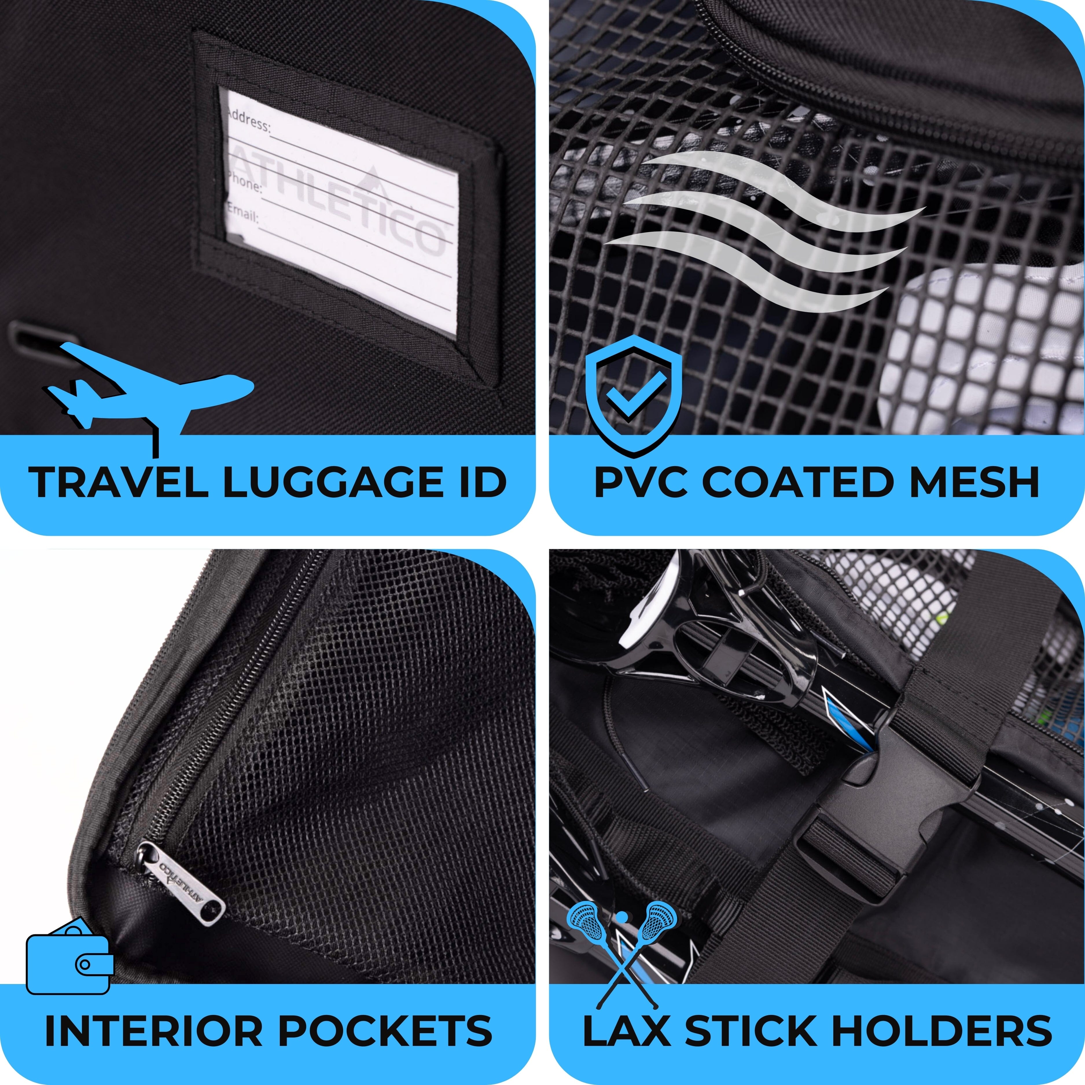 Athletico Field Lacrosse Duffle Bag - Large Sports Gear Bag for Men & Women - Waterproof Lacrosse Equipment Bag with Shoulder Strap - Perfect for Games, Practice & Travel