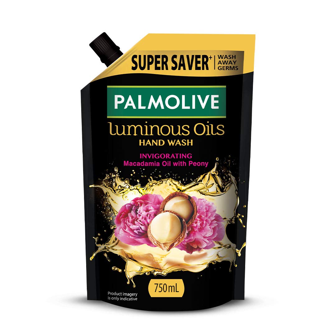 Palmolive Luminous Oils Body Wash & Hand Soap Refill - 750ml Pump Bottle with 100% Natural Macadamia & Peppermint Oils | Hydrating Shower Gel for Soft Skin | Perfect for Daily Bath & Hand Washing Routine