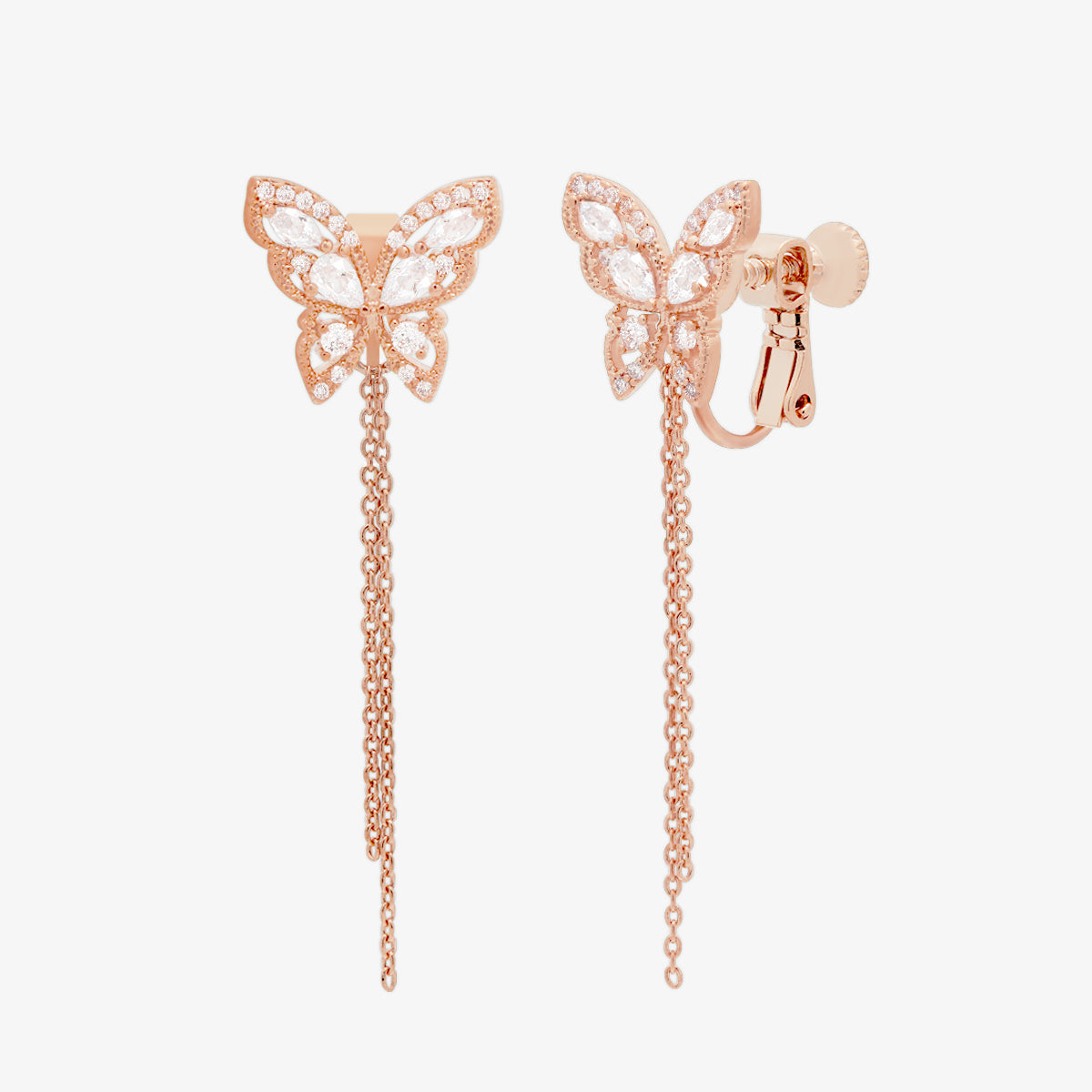 Butterfly Drop Clip On Earrings for Women - Hypoallergenic Non-Piercing Ear Cuffs - Elegant Party & Wedding Jewelry Gift