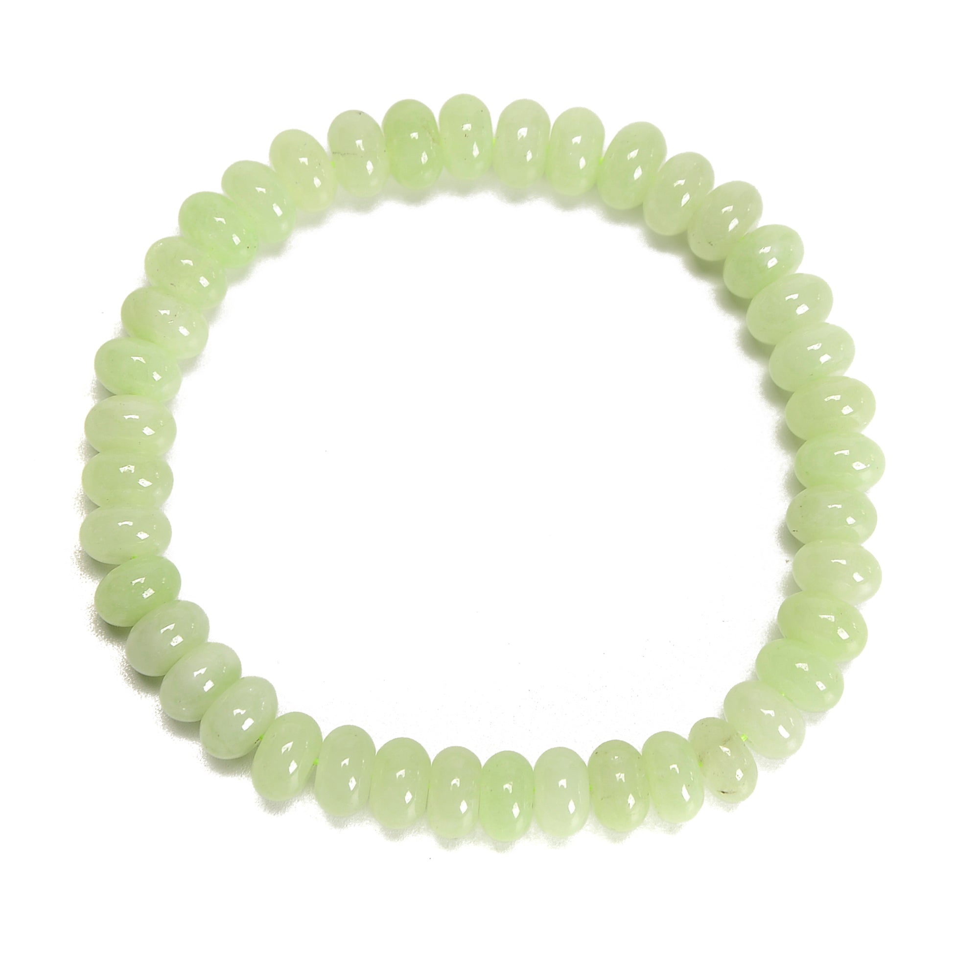 Lemon Yellow Dyed Jade Smooth Rondelle Beaded Bracelet - 5x8mm Beads, 7.5 Inch Adjustable Length - Elegant Boho Jewelry for Women, Perfect for Yoga, Meditation & Everyday Wear