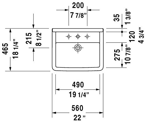 56cm White Starck 3 Vanity Basin - Modern Countertop Sink for Bathroom & Powder Room Renovations