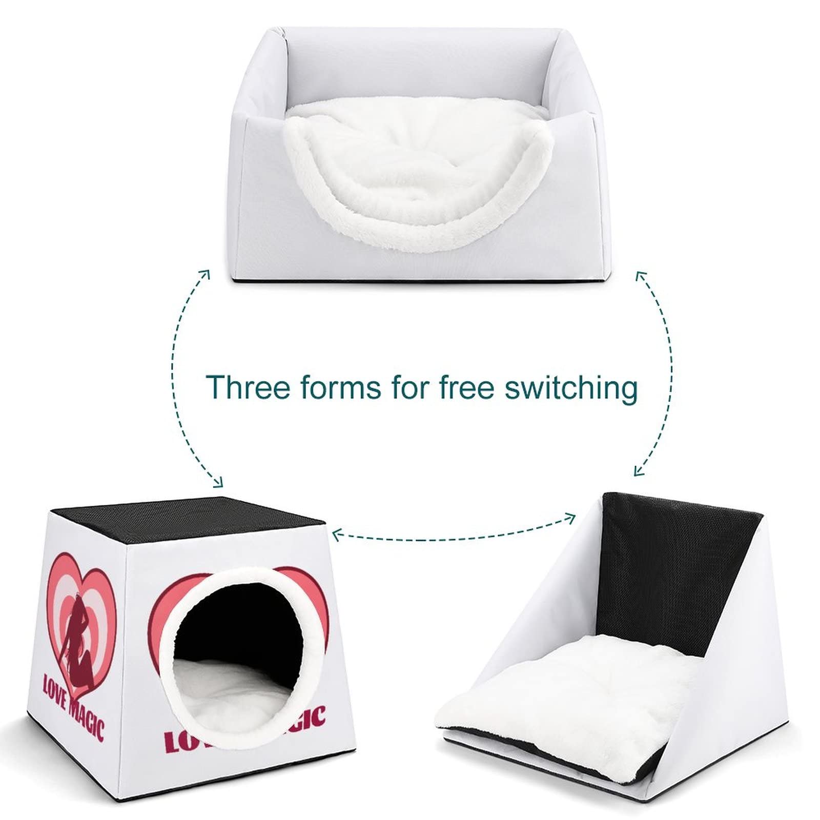 Printed Cat Houses & Condos - Foldable Cat Cube Bed with Removable Pillow - Cozy Pet Sofa for Indoor Cats | Perfect for Lounging, Napping & Playtime