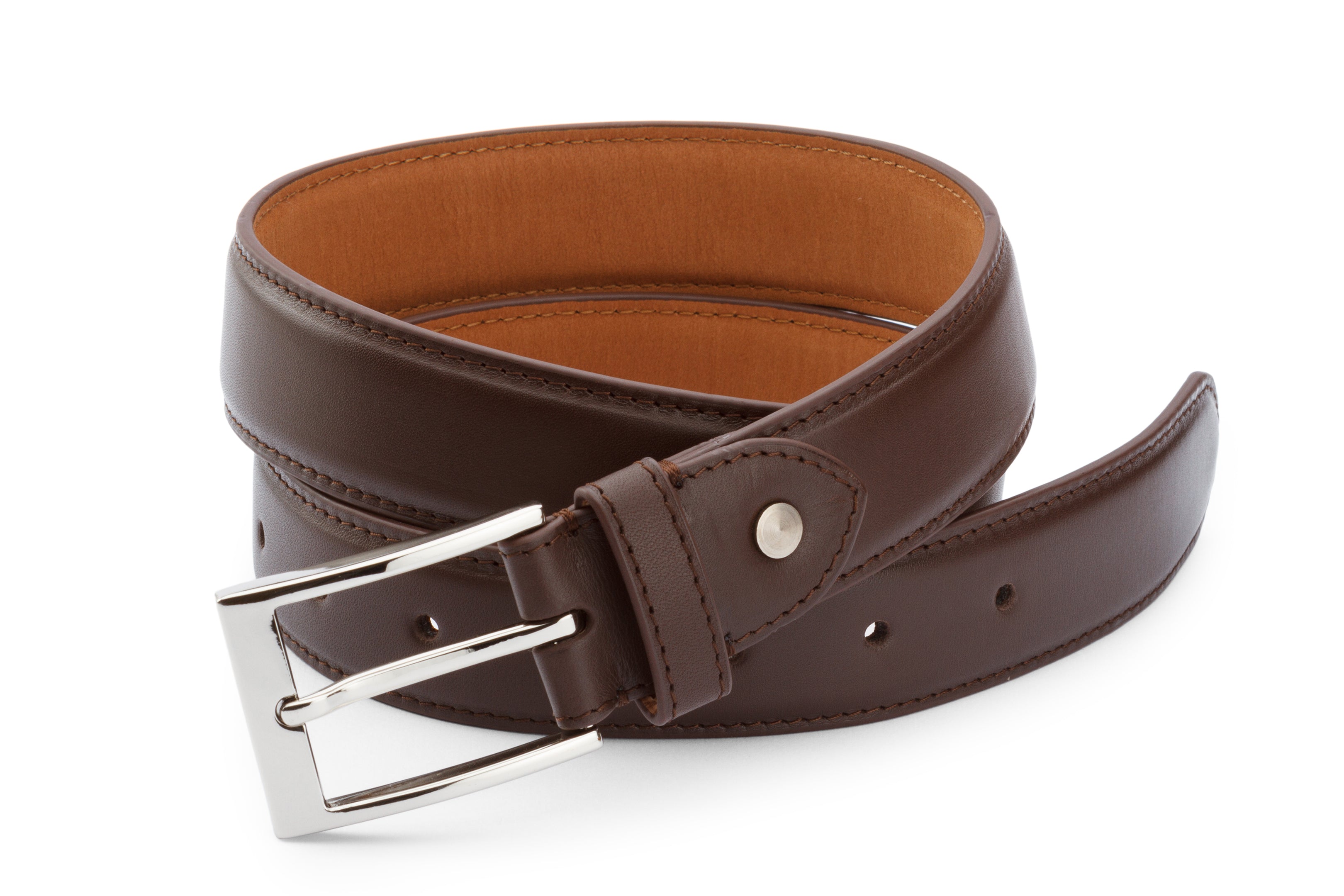 Premium Dark Brown Flat Belt for Men - Classic Leather Dress Belt for Office, Casual & Formal Wear - Adjustable Waistband for Comfort & Style