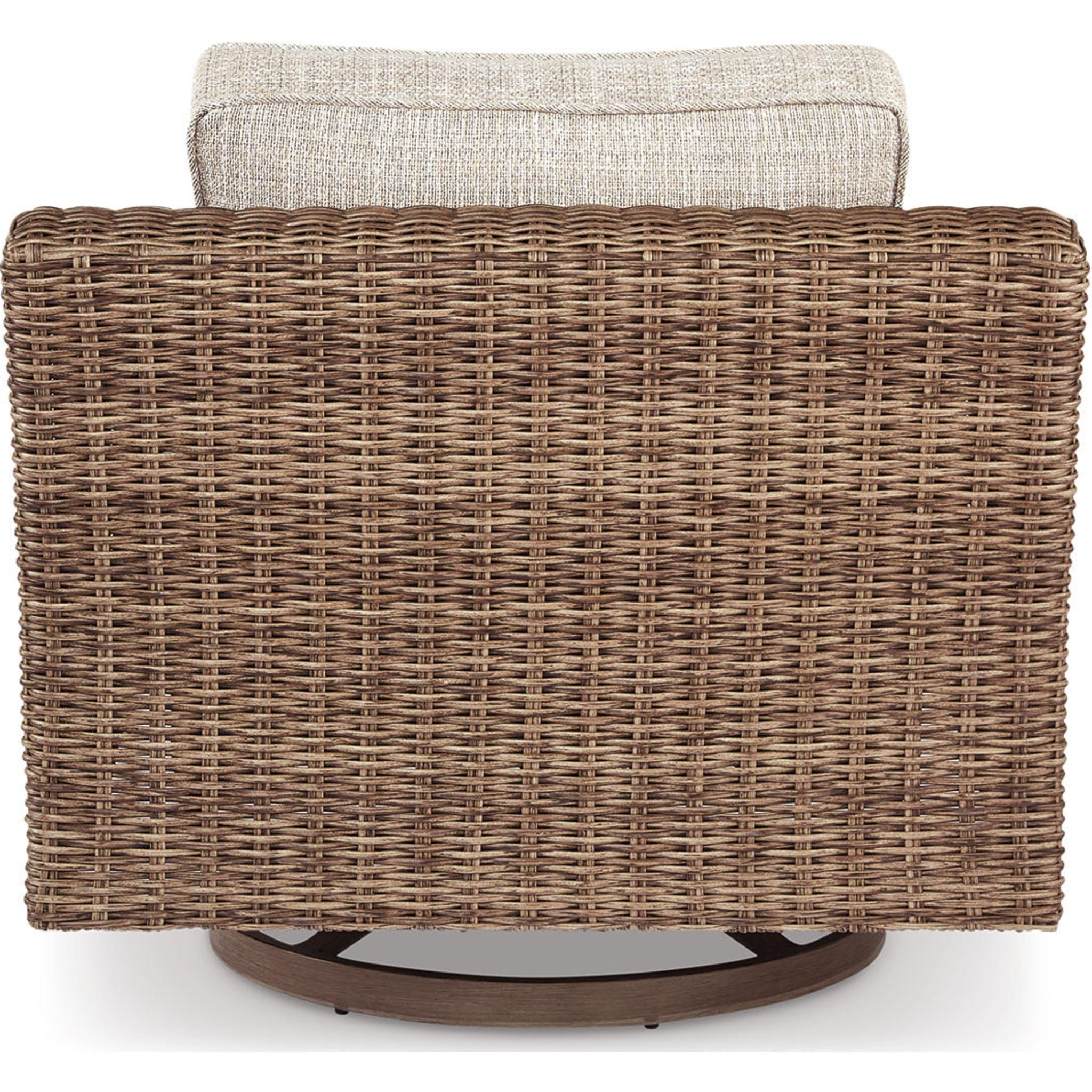 Beachcroft Outdoor Swivel Lounge Chair with Cushion - White/Beige - Perfect for Patio, Poolside, Garden & Backyard Relaxation