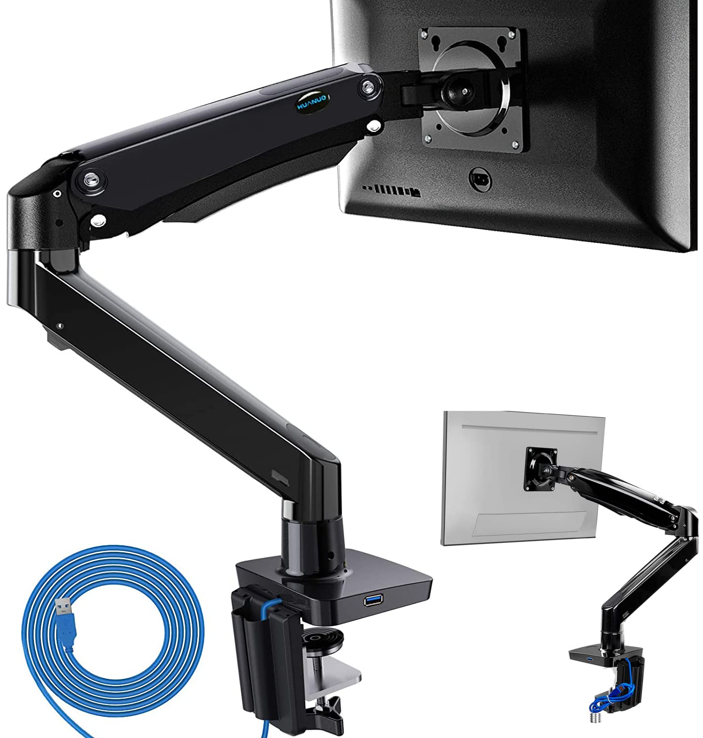 HUANUO Dual Monitor Stand for 13-32 Inch Screens - Adjustable Height & Tilt (2 Single Monitor Stands Bundle) - Perfect for Home Office, Gaming & Workspace Setup